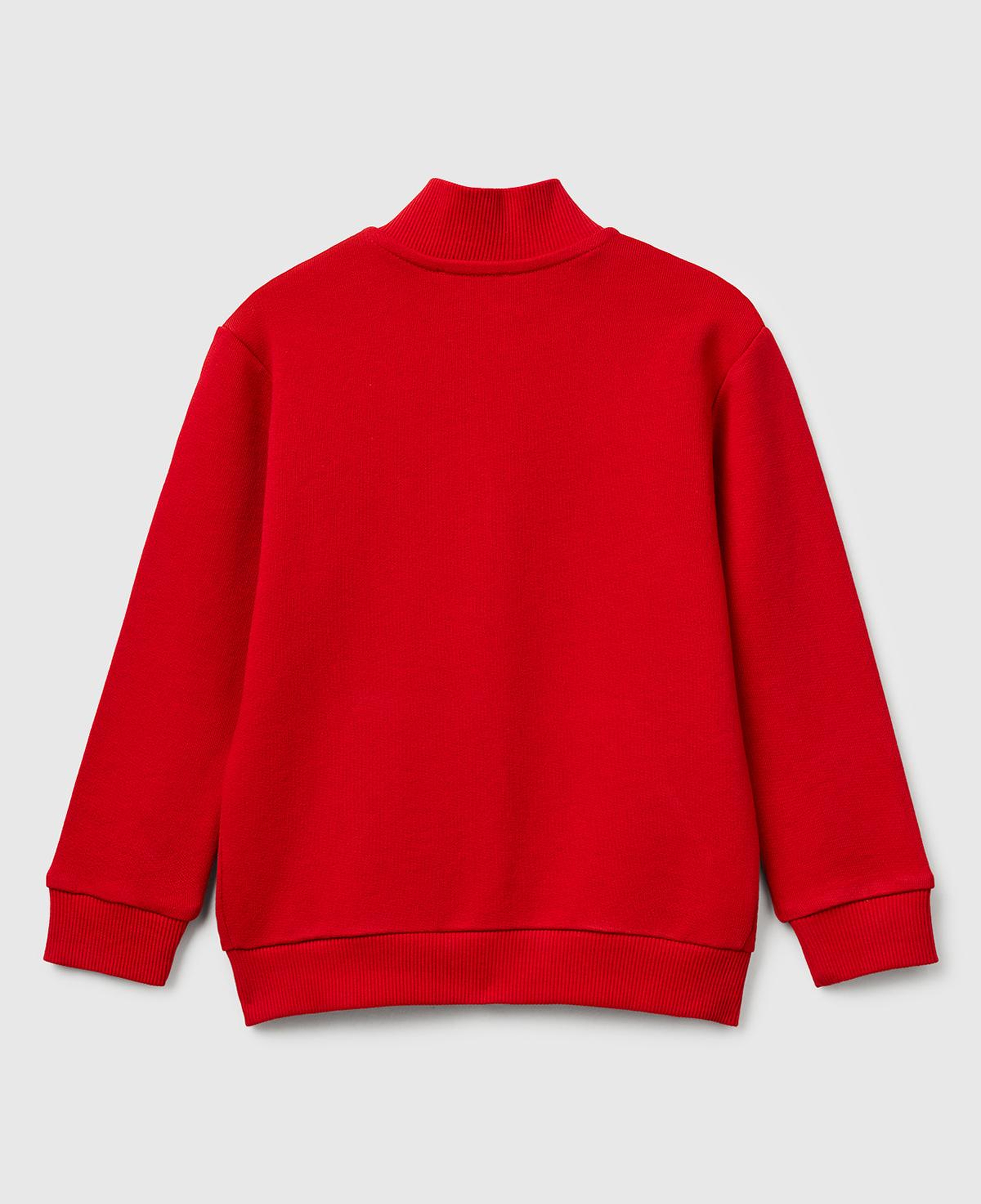Erkek Çocuk Kırmızı Logo Detaylı Önü Fermuarlı Ribana Detaylı Sweatshirt