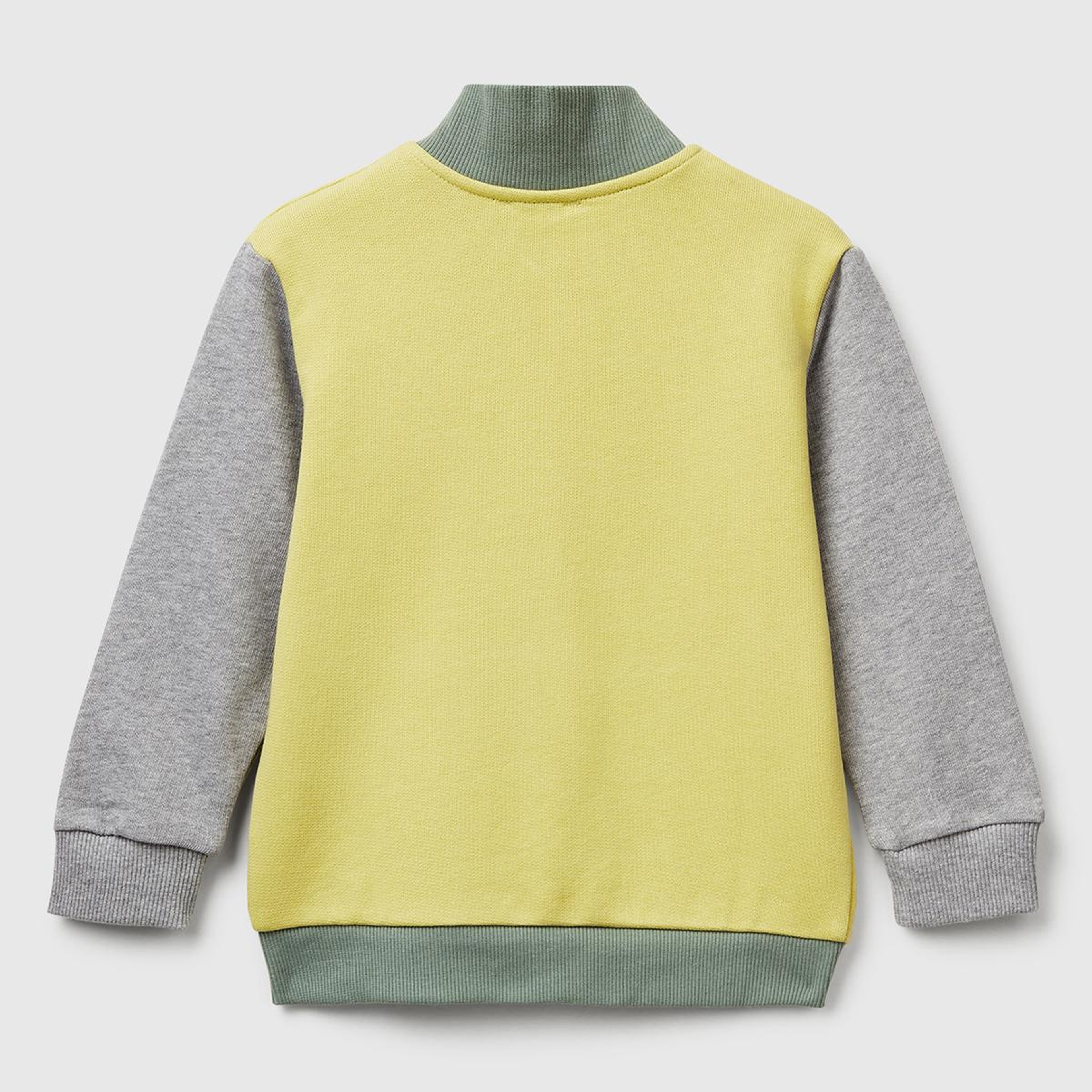 Erkek Çocuk Sarı-Gri Logo Detaylı Önü Fermuarlı Ribana Detaylı Sweatshirt