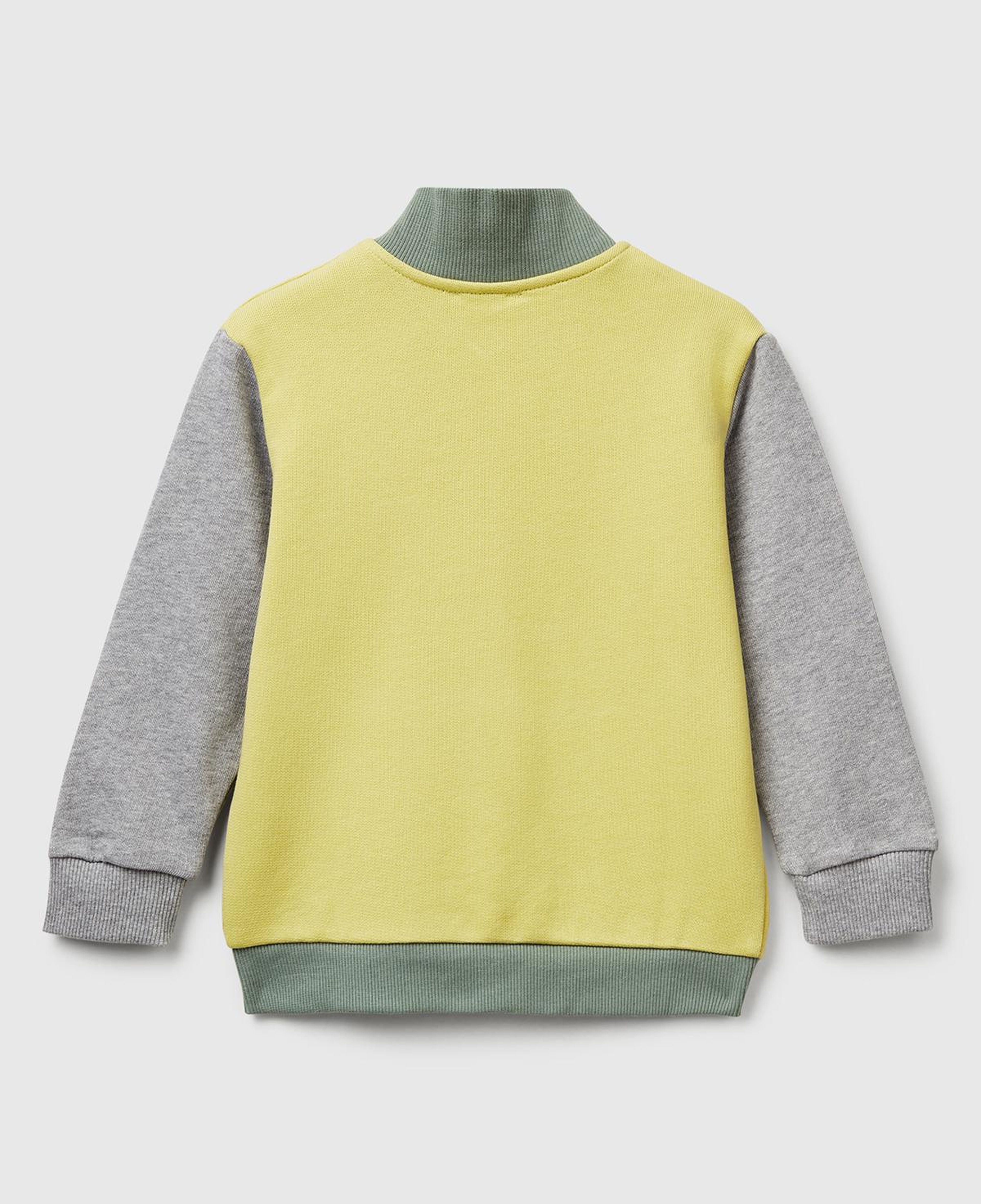 Erkek Çocuk Sarı-Gri Logo Detaylı Önü Fermuarlı Ribana Detaylı Sweatshirt