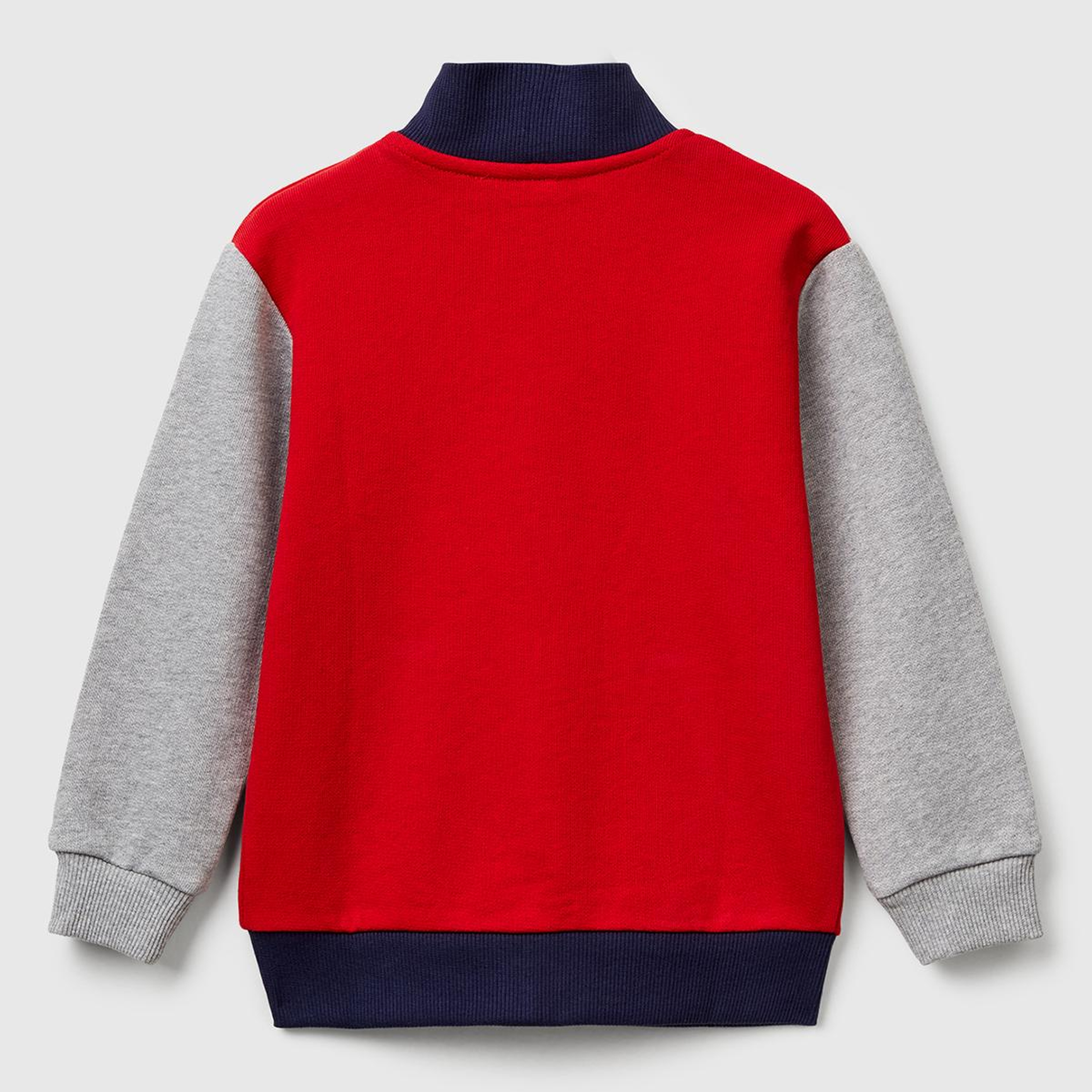 Erkek Çocuk Kırmızı-Gri Logo Detaylı Önü Fermuarlı Ribana Detaylı Sweatshirt