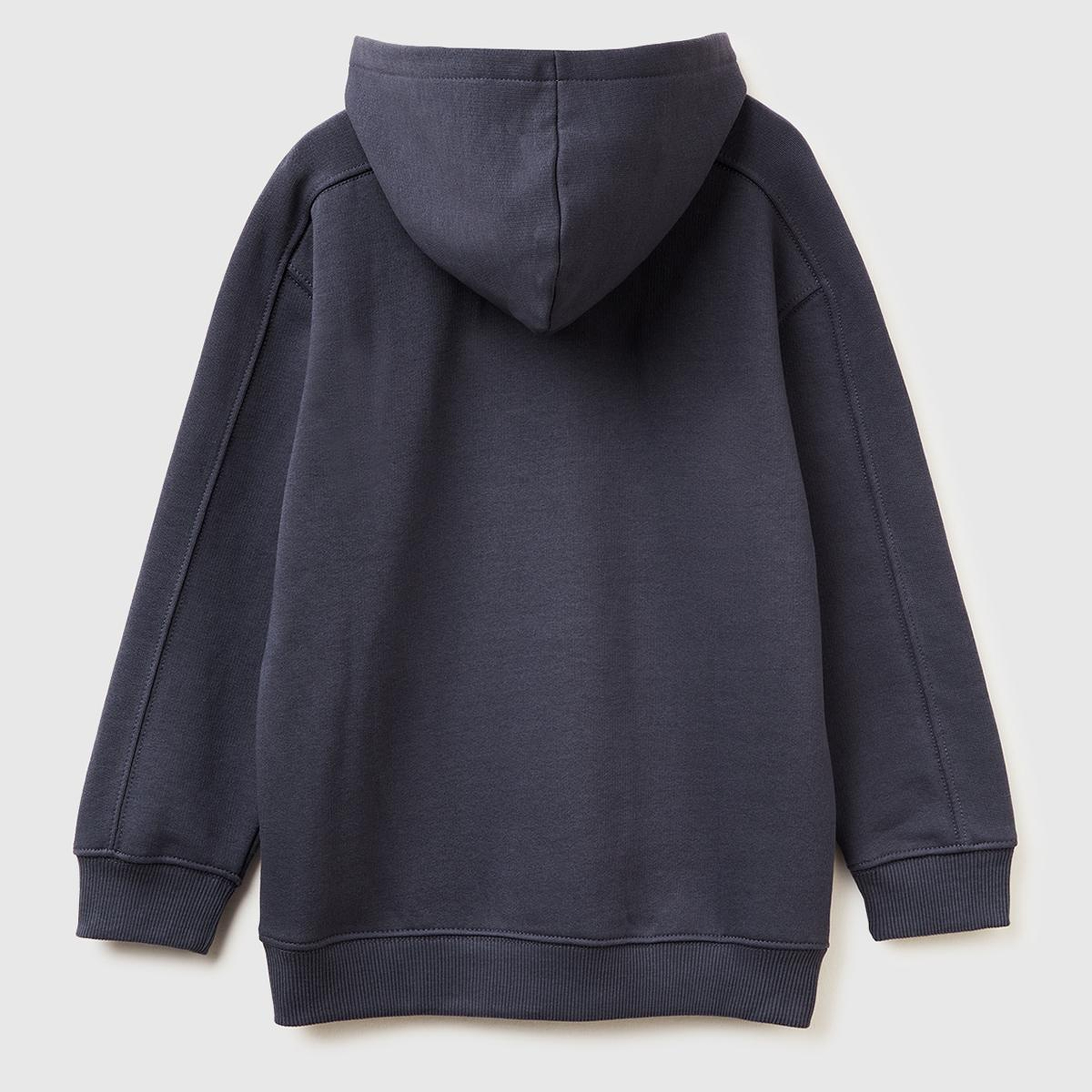 Erkek Çocuk Koyu Gri Önü Baskılı Düşük Omuzlu Kapüşonlu Sweatshirt