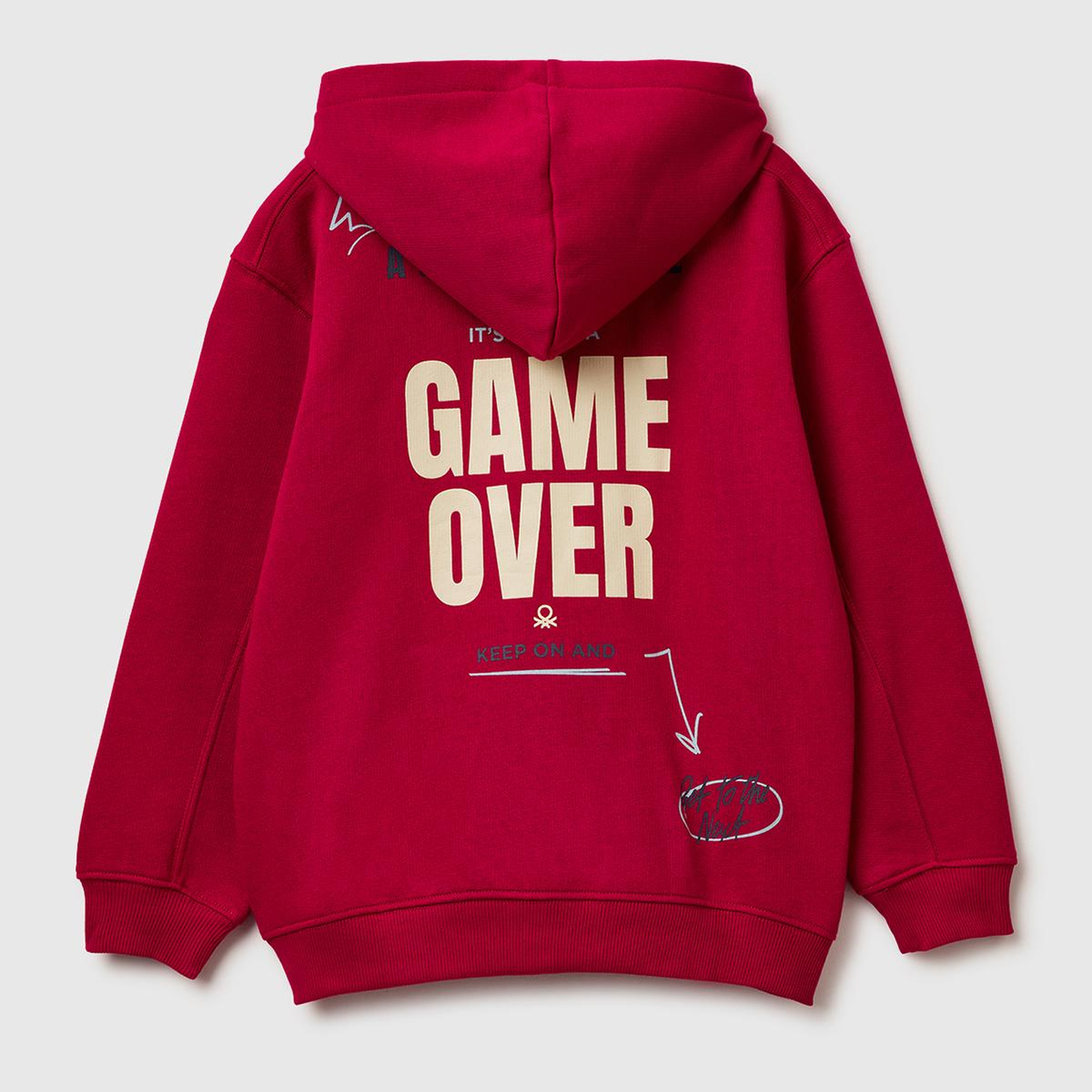 Erkek Çocuk Gri-Yeşil Baskılı Cepli Fermuarlı Kapüşonlu Sweatshirt