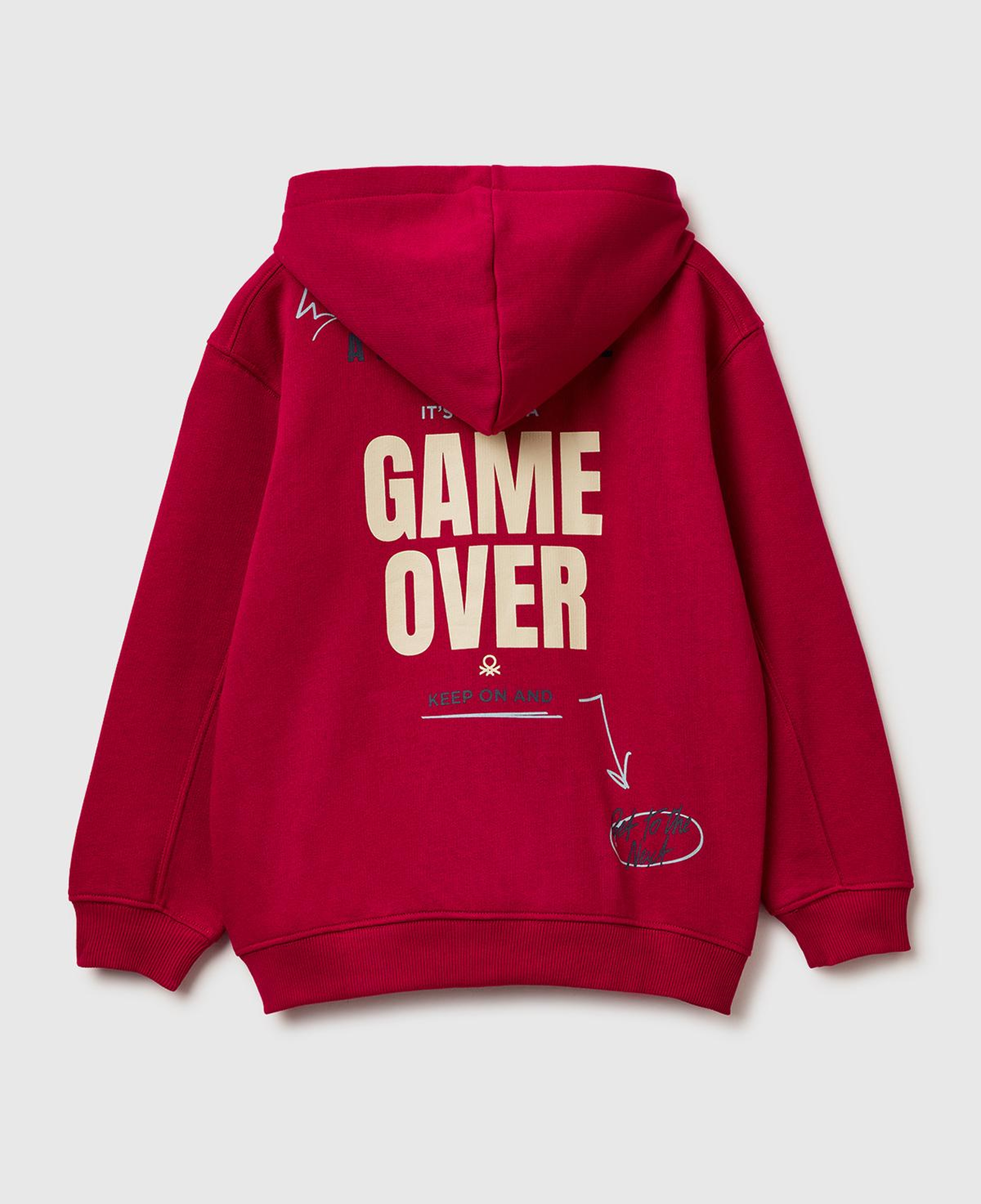 Erkek Çocuk Gri-Yeşil Baskılı Cepli Fermuarlı Kapüşonlu Sweatshirt
