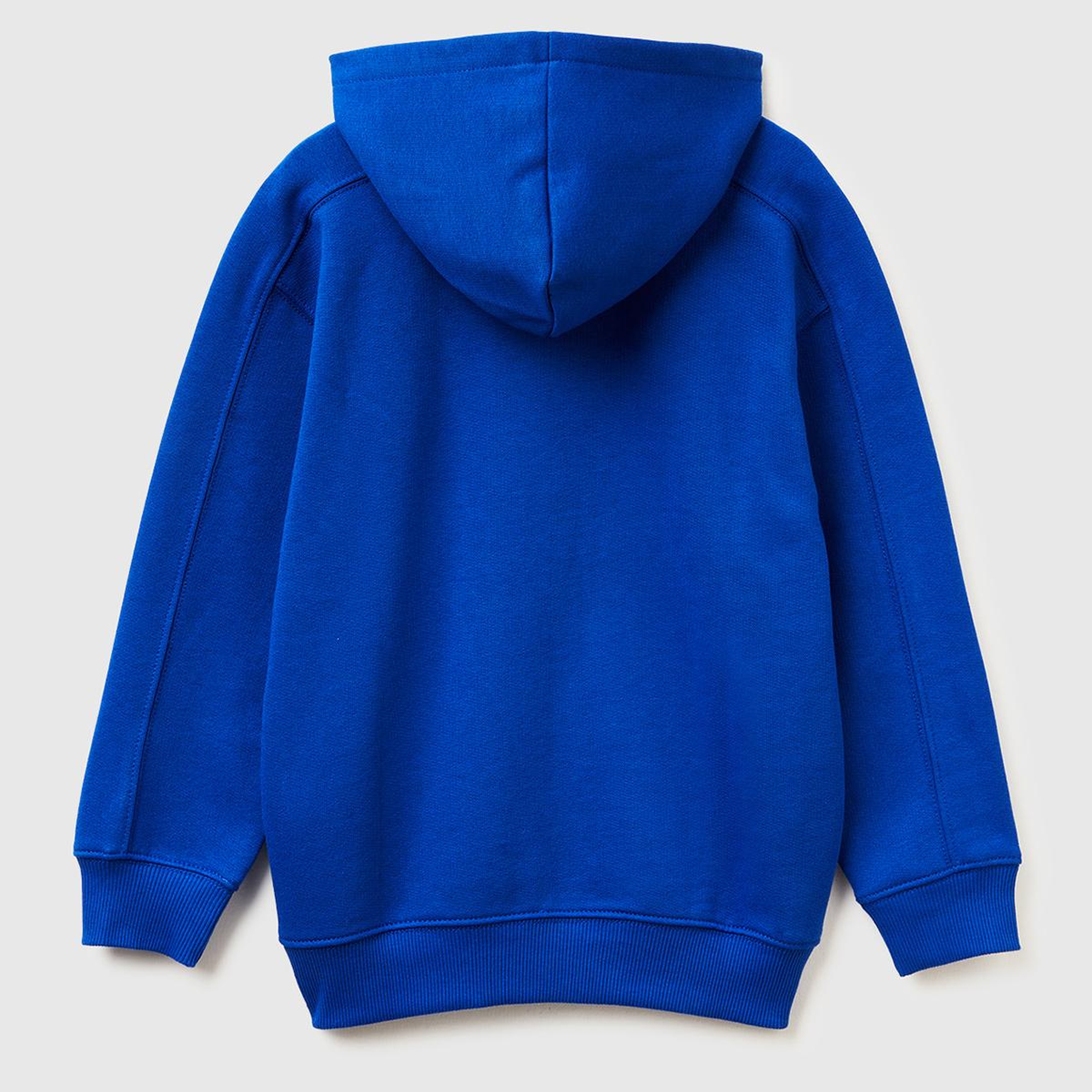 Erkek Çocuk Saks Mavisi Önü Baskılı Düşük Omuzlu Kapüşonlu Sweatshirt