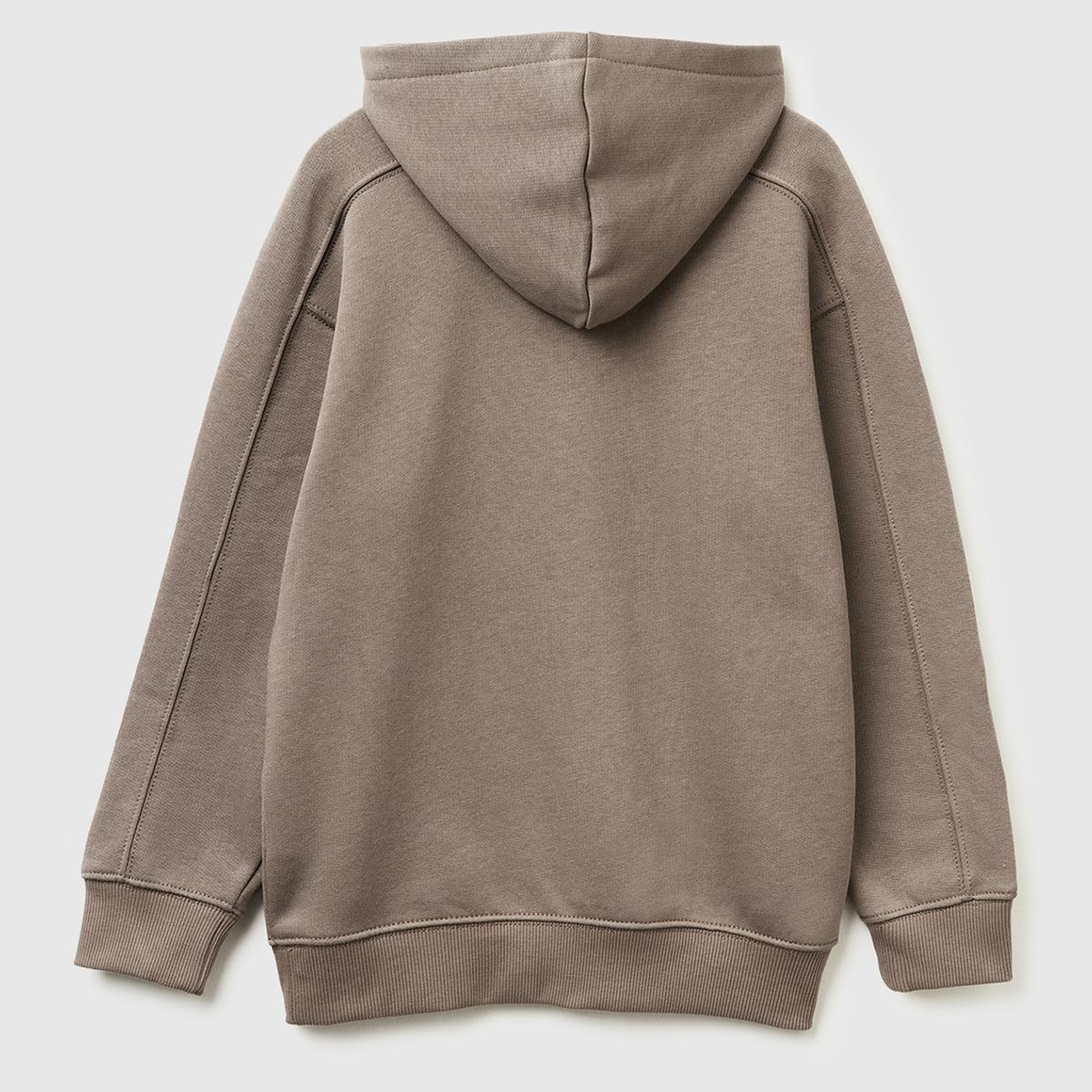 Erkek Çocuk Haki Kahve Önü Baskılı Düşük Omuzlu Kapüşonlu Sweatshirt