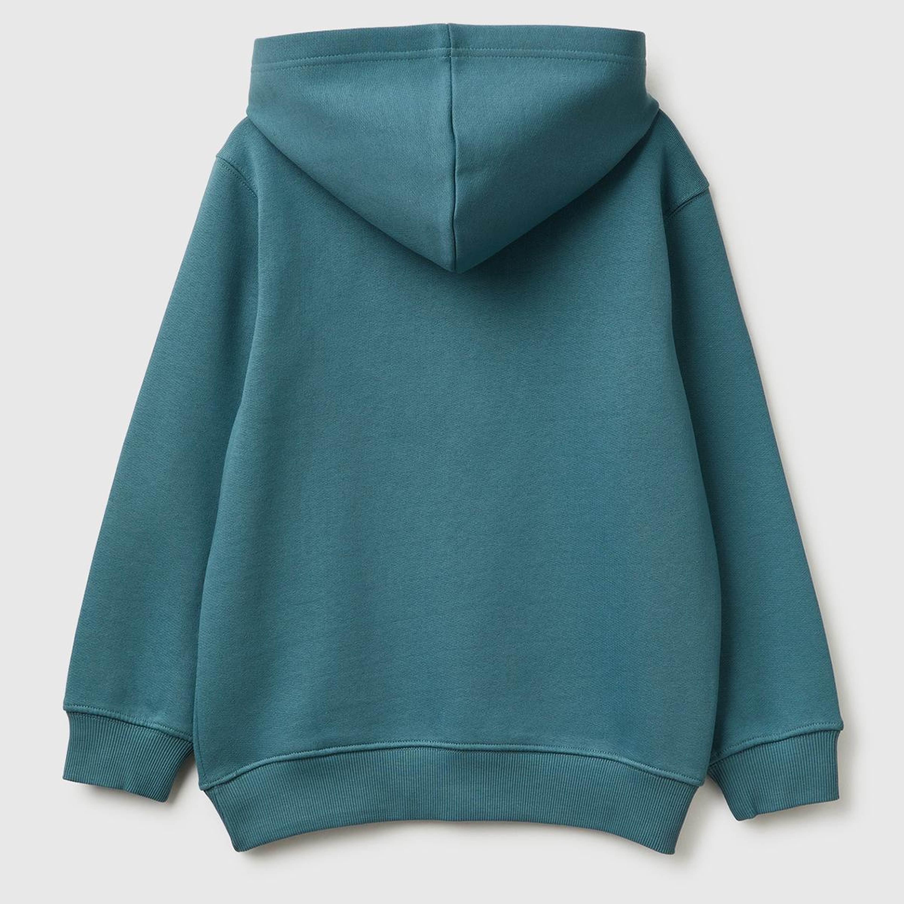 Erkek Çocuk Gri-Yeşil Tazmanya Baskılı Ribanalı Kapüşonlu Oversize Sweatshirt