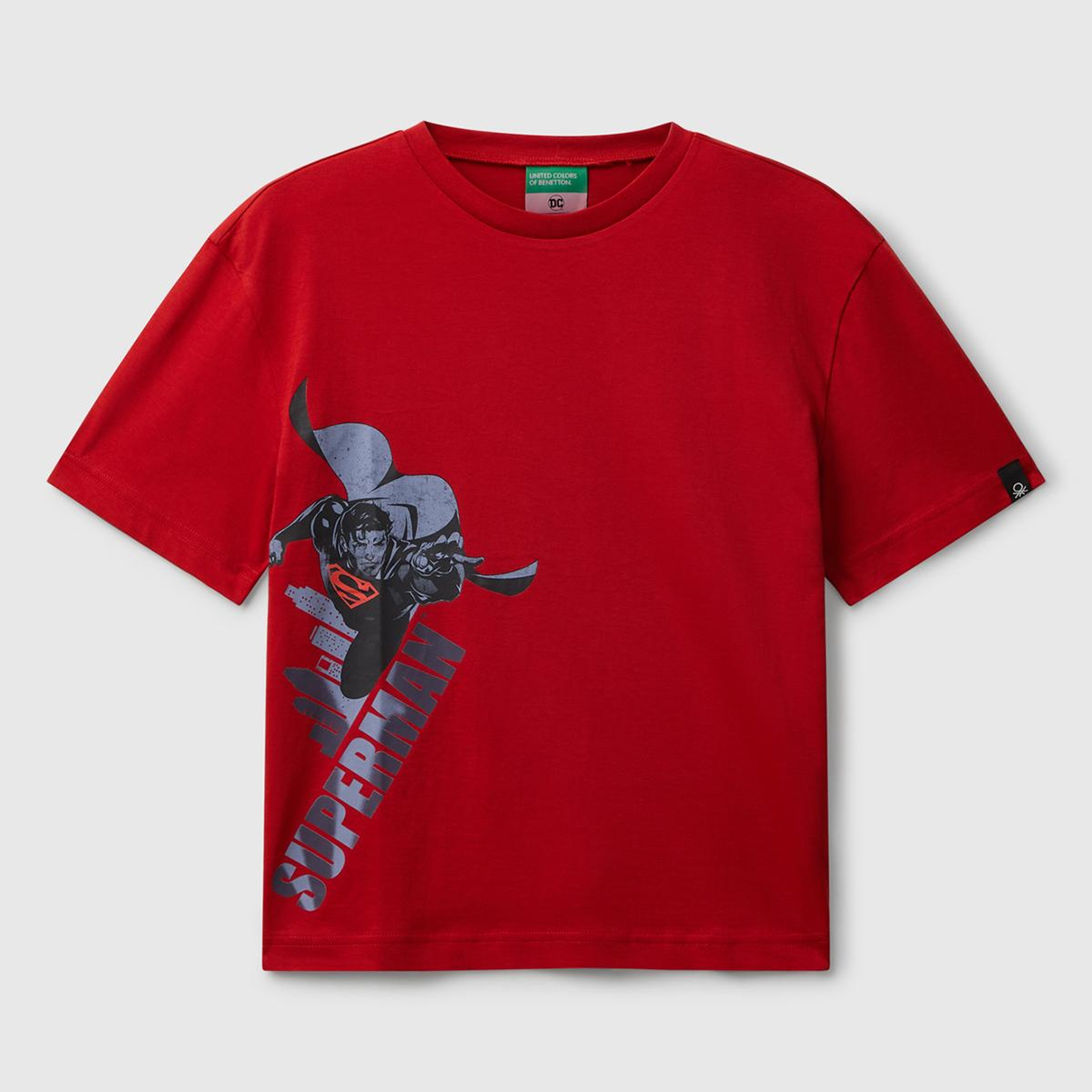 Erkek Çocuk Kırmızı Superman Baskılı Logo Etiketli T-shirt