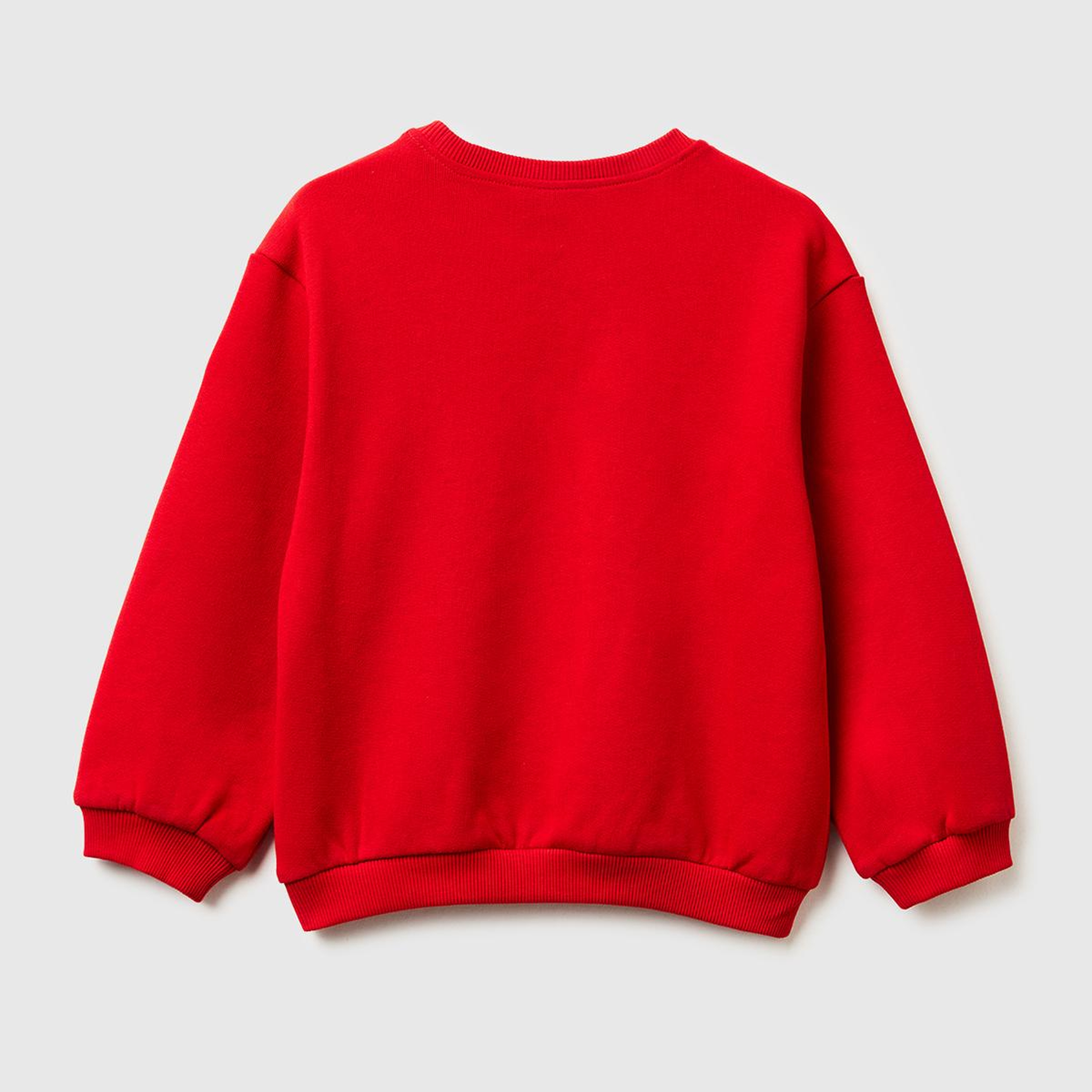 Kız Çocuk Kırmızı Önü Baskılı Logo Etiketi Detaylı Şardonlu Sweatshirt