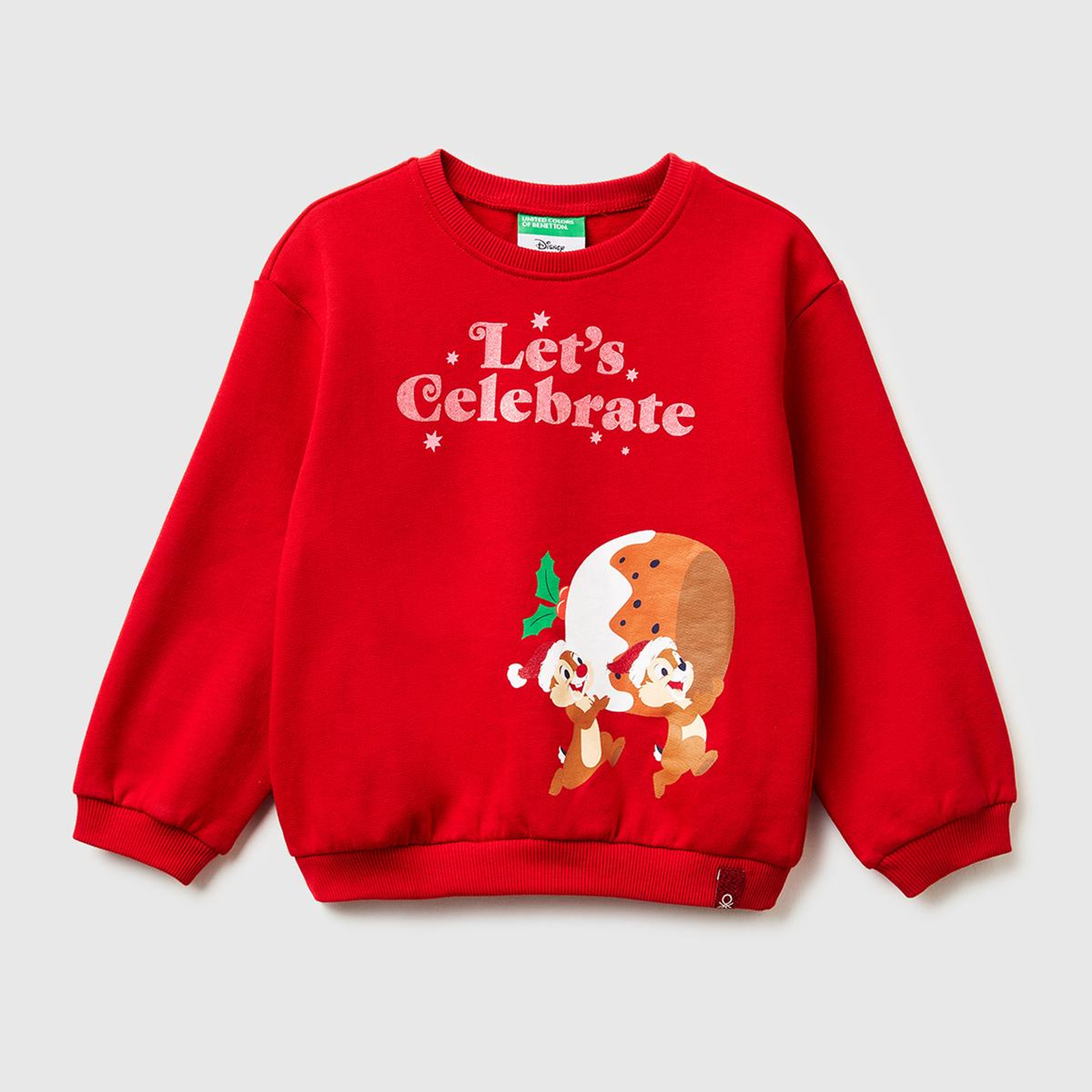Kız Çocuk Kırmızı Önü Baskılı Logo Etiketi Detaylı Şardonlu Sweatshirt