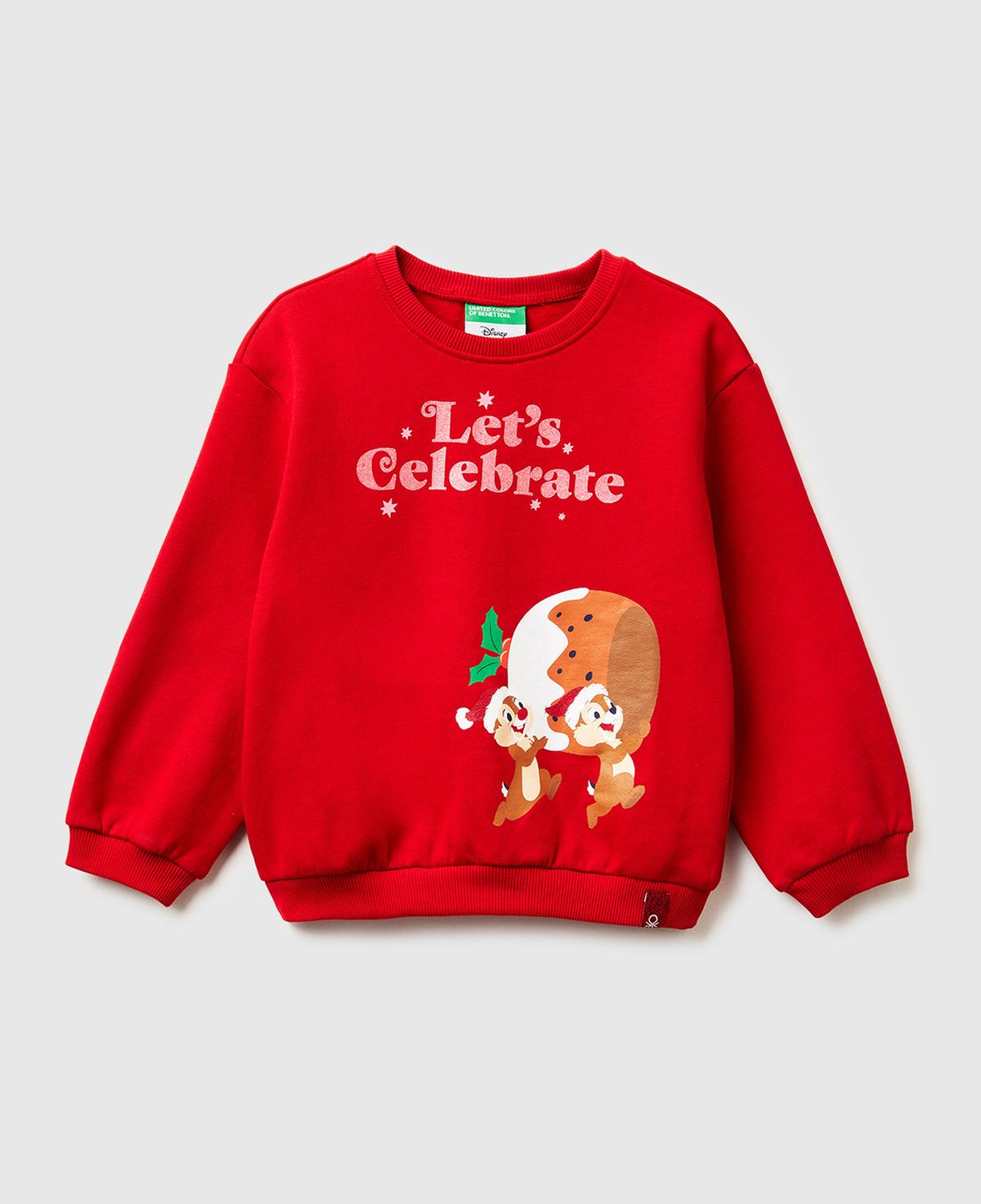 Kız Çocuk Kırmızı Önü Baskılı Logo Etiketi Detaylı Şardonlu Sweatshirt