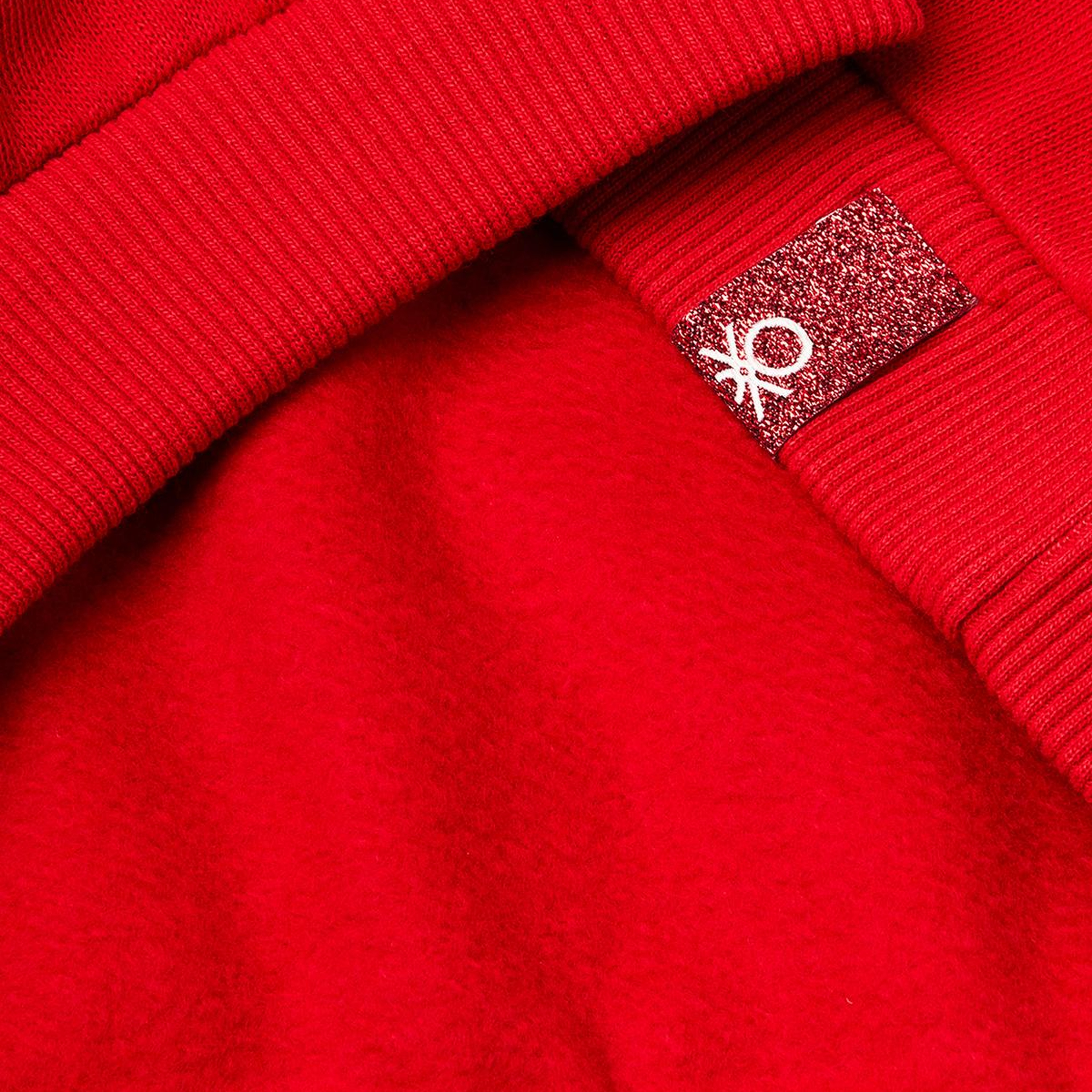 Kız Çocuk Kırmızı Önü Baskılı Logo Etiketi Detaylı Şardonlu Sweatshirt