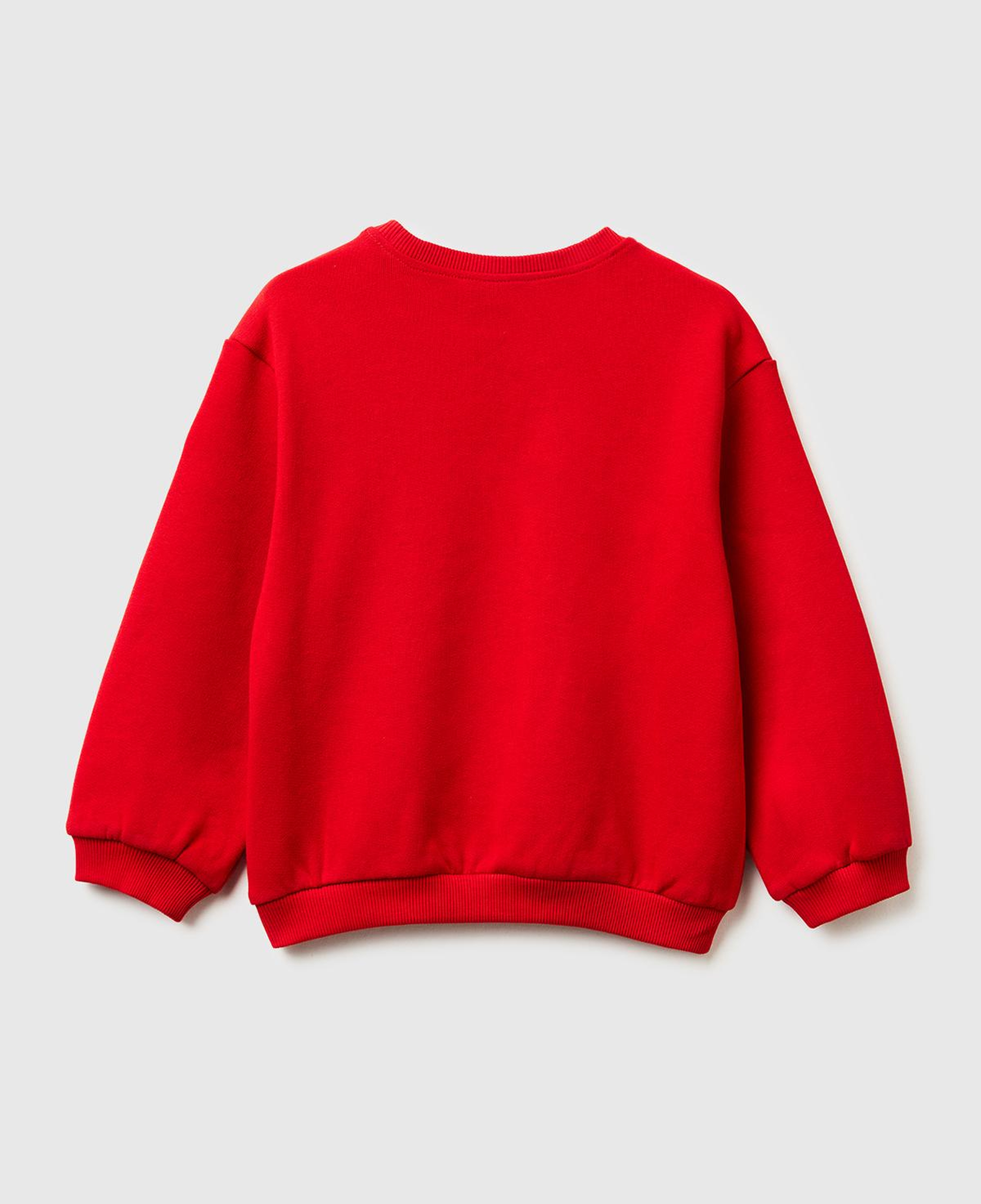 Kız Çocuk Kırmızı Önü Baskılı Logo Etiketi Detaylı Şardonlu Sweatshirt