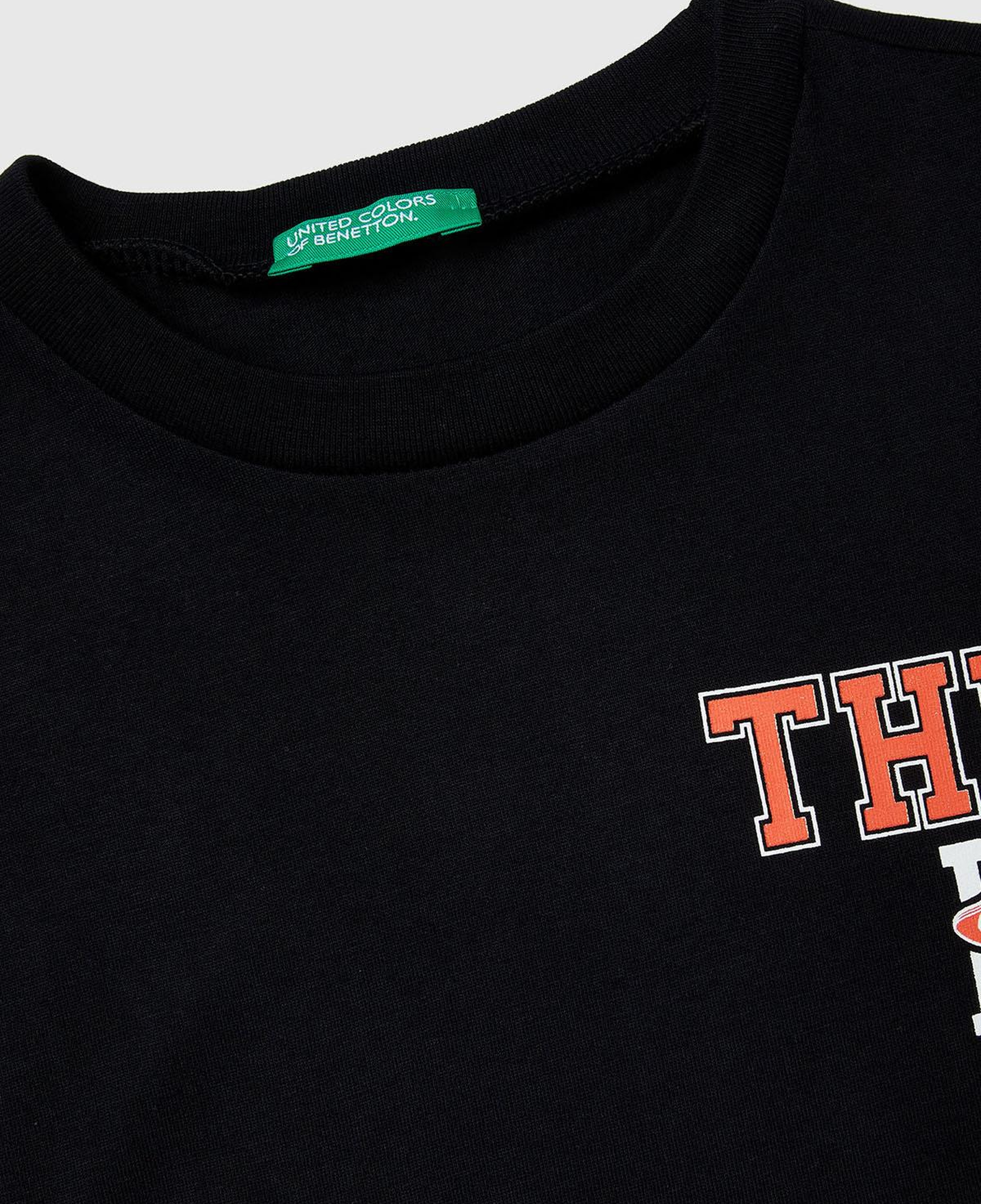 Erkek Çocuk Siyah Önü Baskılı Bisiklet Yaka Uzun Kollu T-shirt