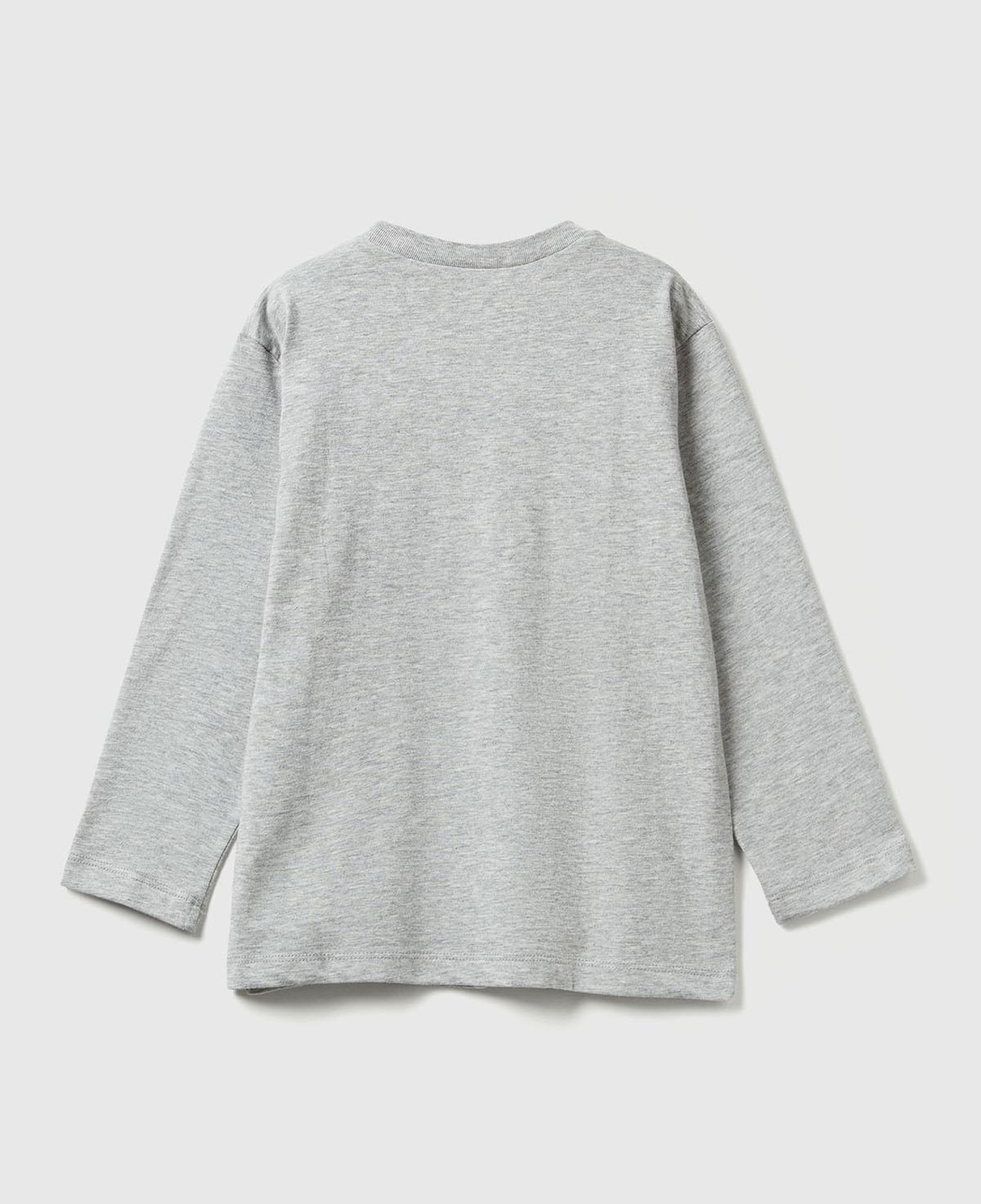Erkek Çocuk Gri Melanj Baskılı Relaxed Fit Uzun Kollu T-shirt
