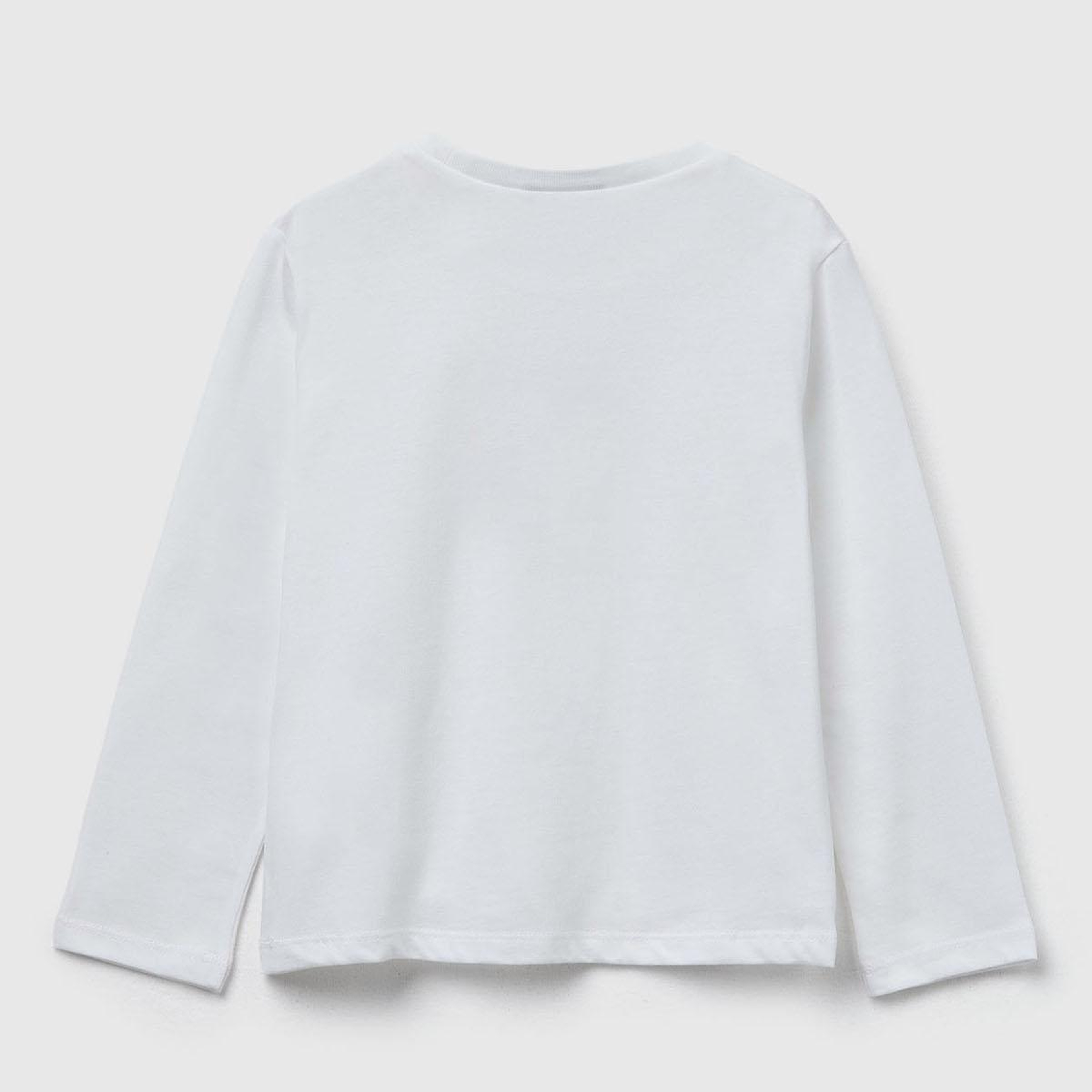 Kız Çocuk Krem Önü Baskılı Ribana Yakalı Regular Fit Sweatshirt