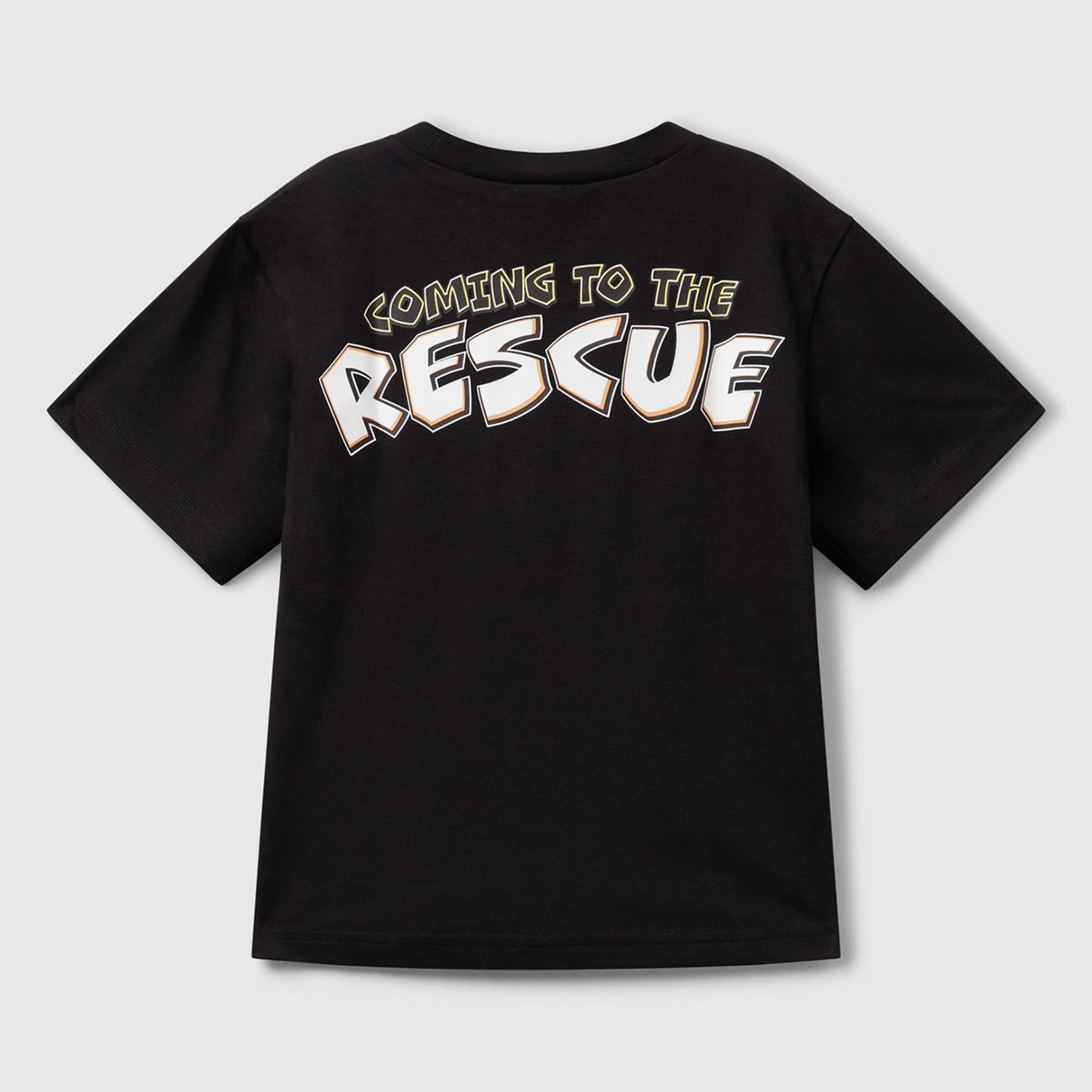 Erkek Çocuk Siyah Önü ve Arkası Superman Baskılı Logo Etiketli T-shirt
