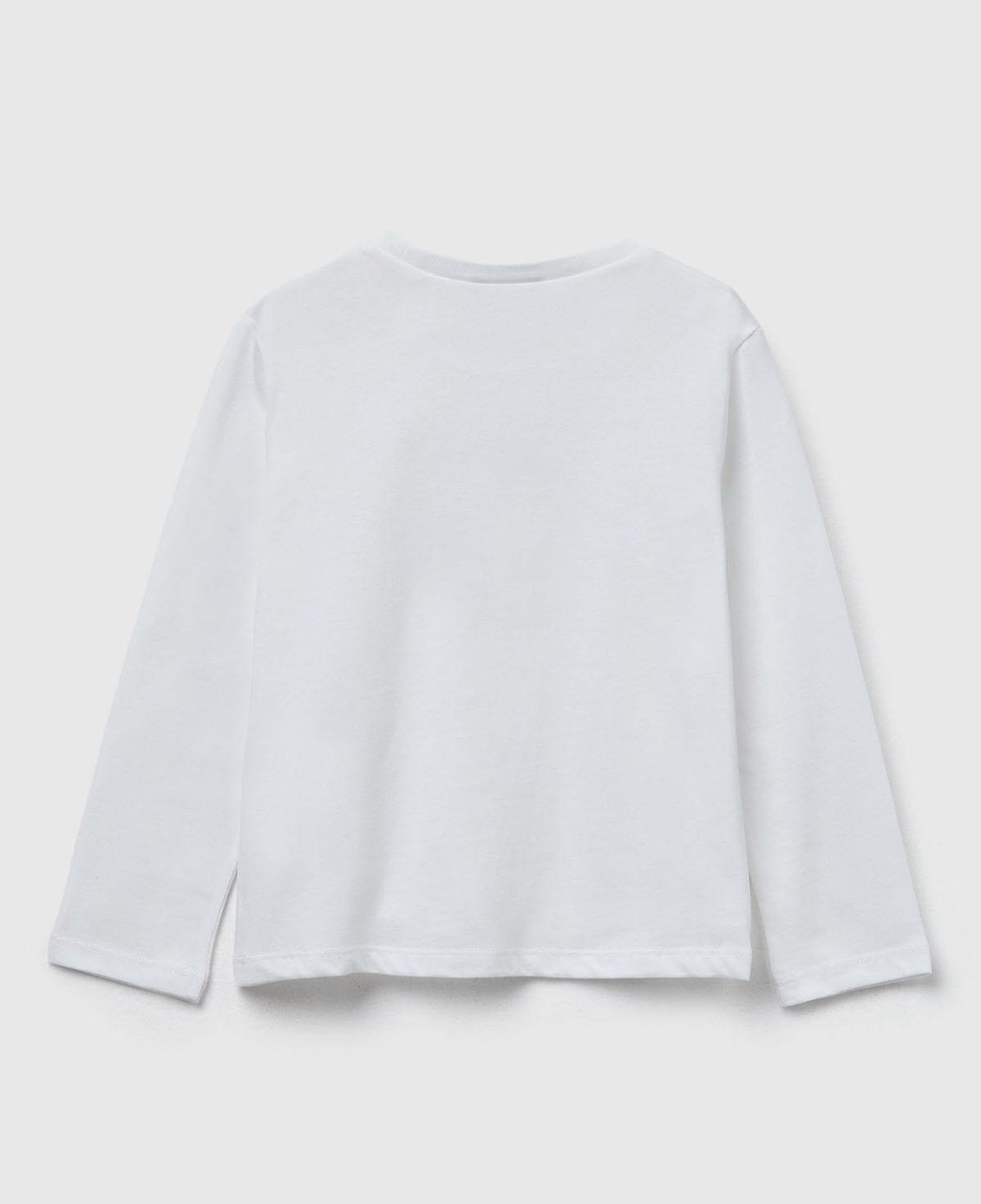 Kız Çocuk Krem Önü Baskılı Ribana Yakalı Regular Fit Sweatshirt