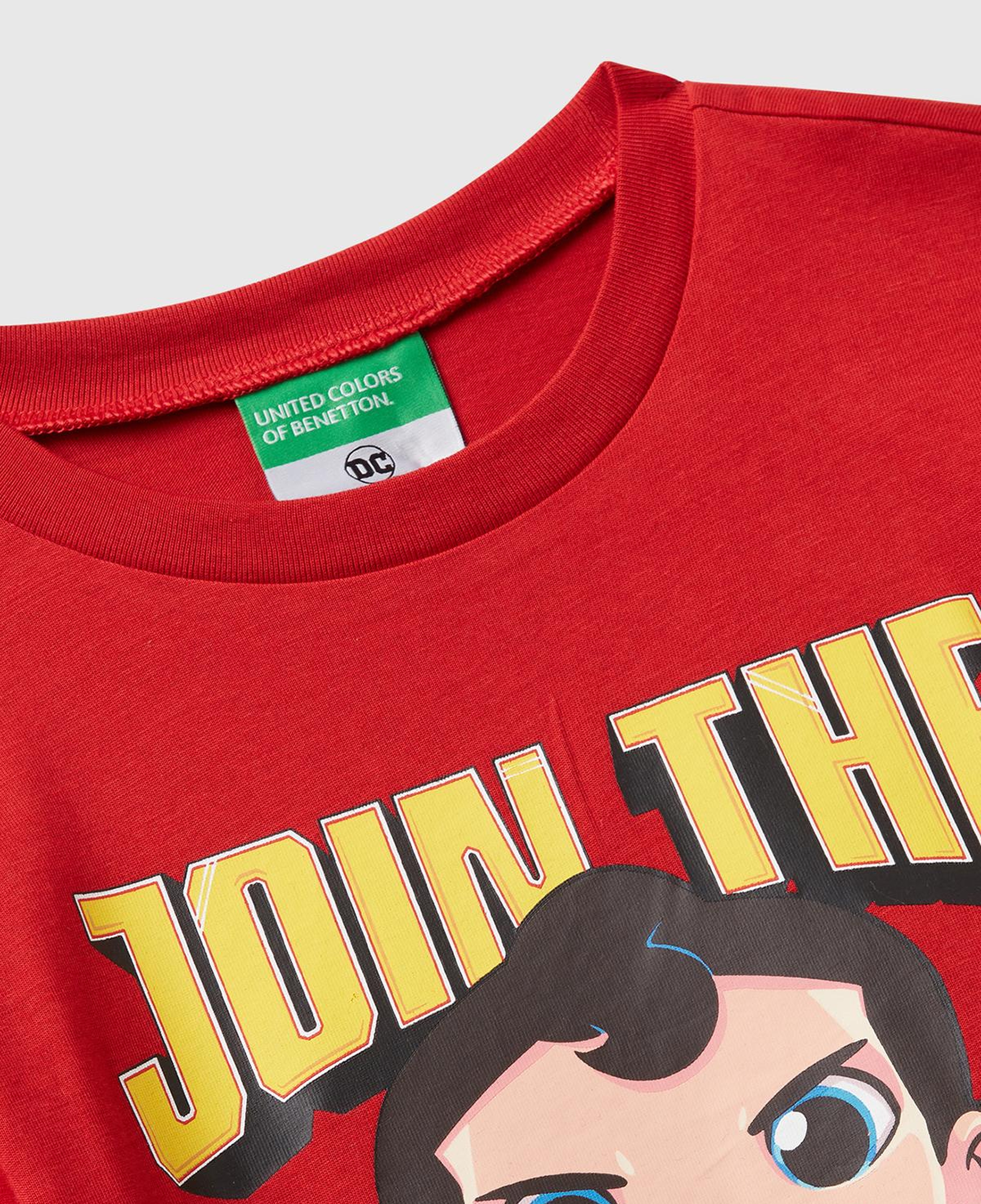 Erkek Çocuk Kırmızı Önü ve Arkası Superman Baskılı Logo Etiketli T-shirt