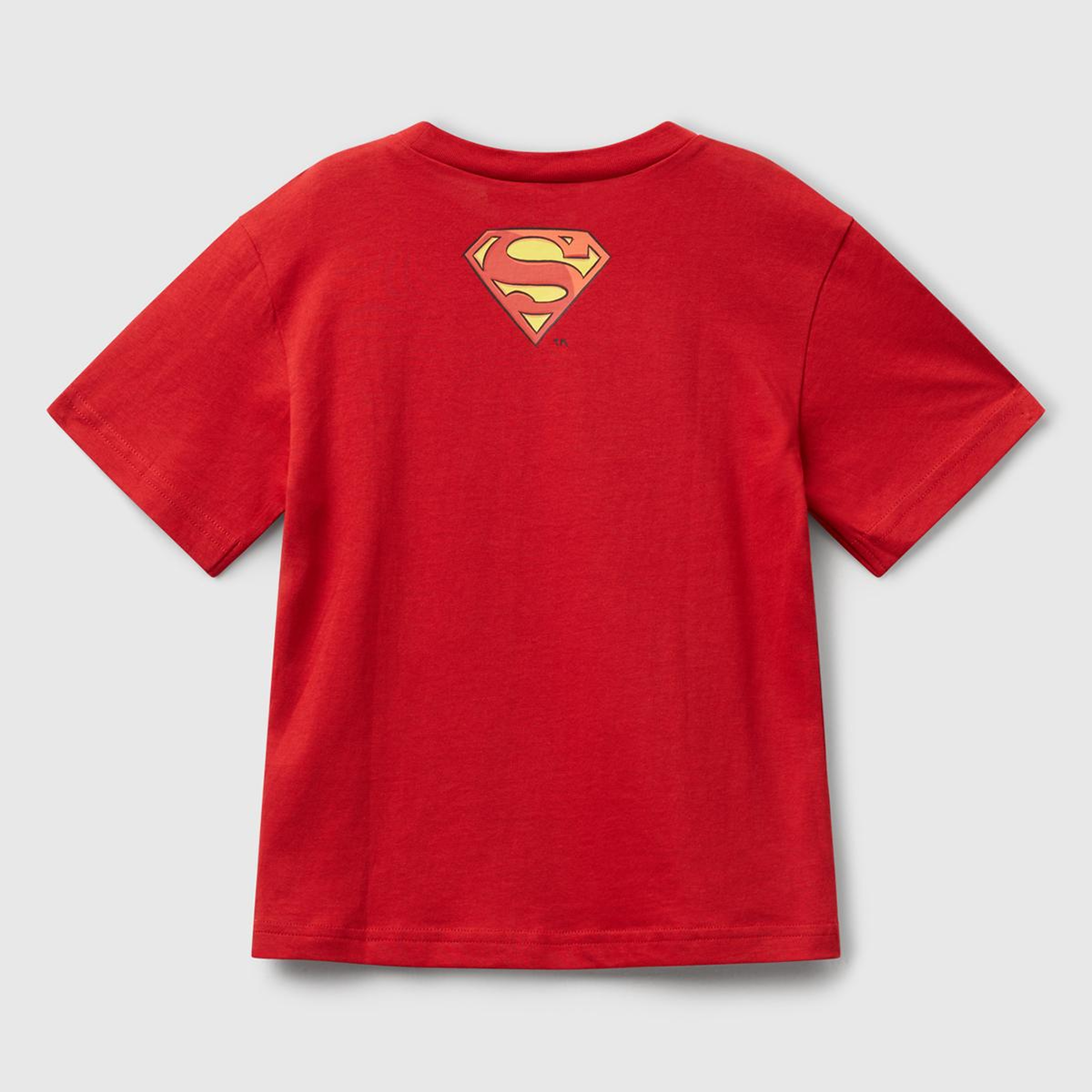 Erkek Çocuk Kırmızı Önü ve Arkası Superman Baskılı Logo Etiketli T-shirt
