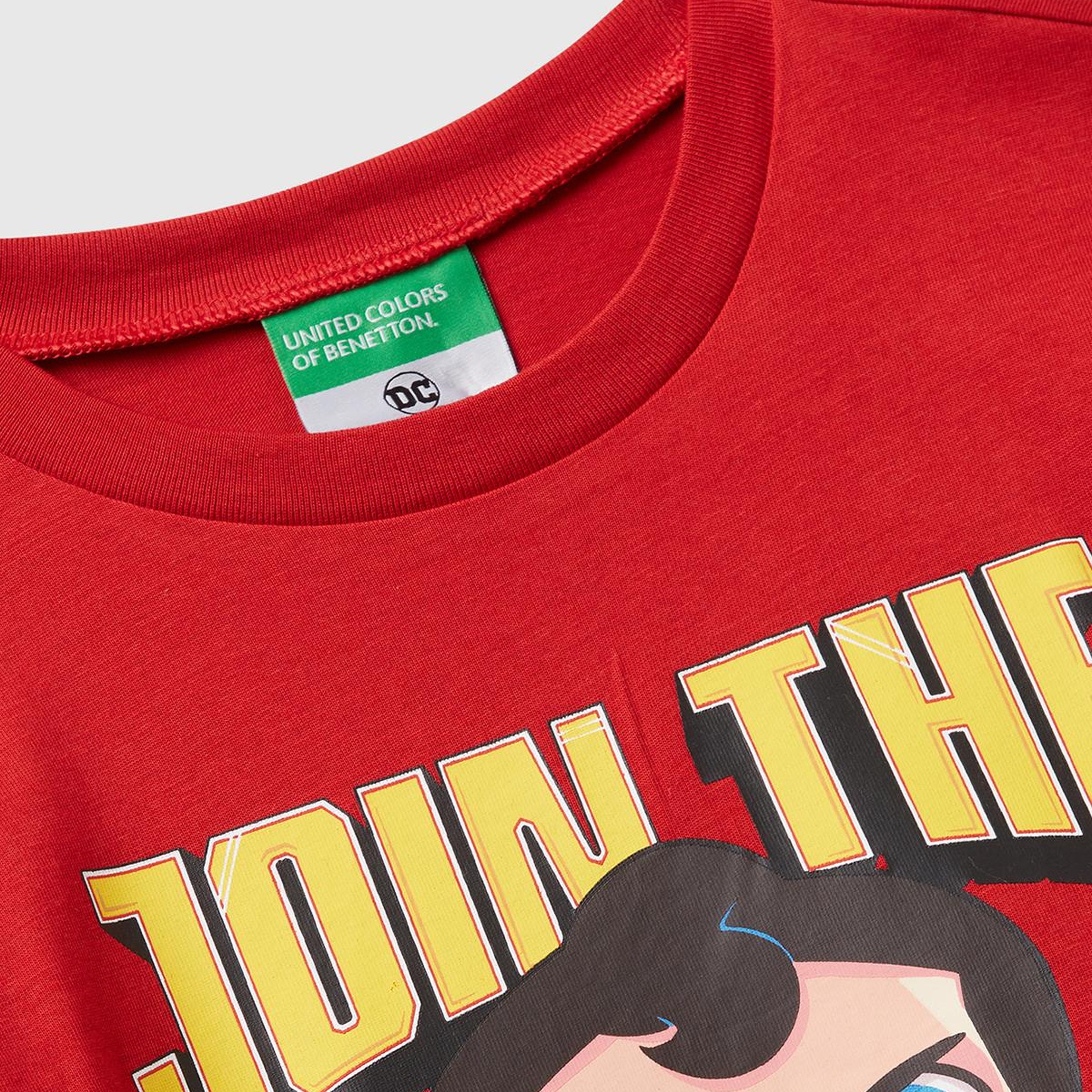 Erkek Çocuk Kırmızı Önü ve Arkası Superman Baskılı Logo Etiketli T-shirt