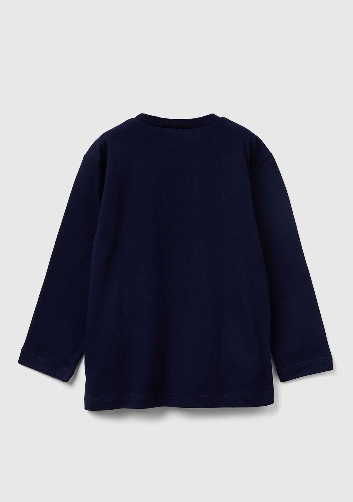 Erkek Çocuk Lacivert Baskılı Relaxed Fit Uzun Kollu T-shirt