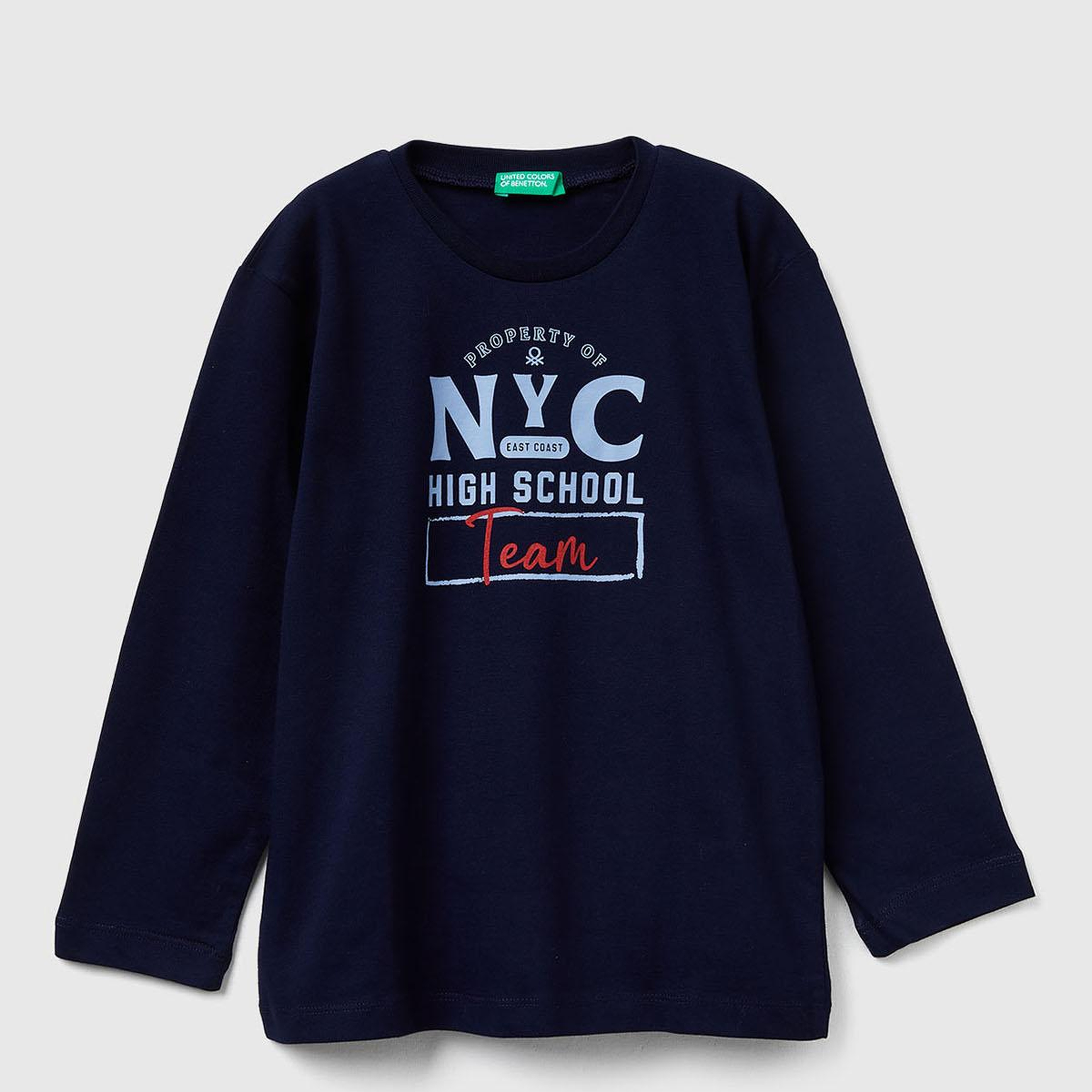 Erkek Çocuk Lacivert Baskılı Relaxed Fit Uzun Kollu T-shirt