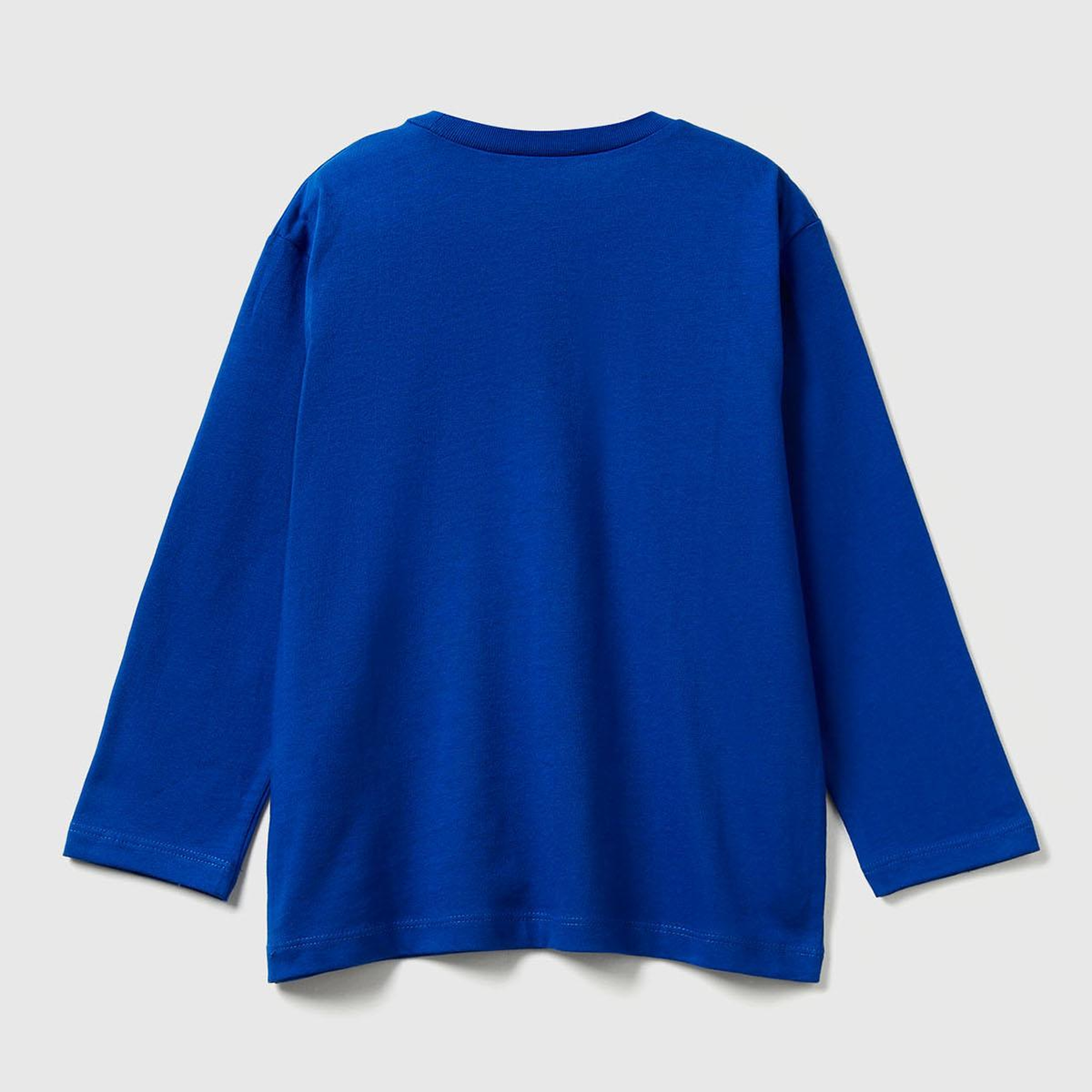 Erkek Çocuk Saks Mavisi Baskılı Relaxed Fit Uzun Kollu T-shirt