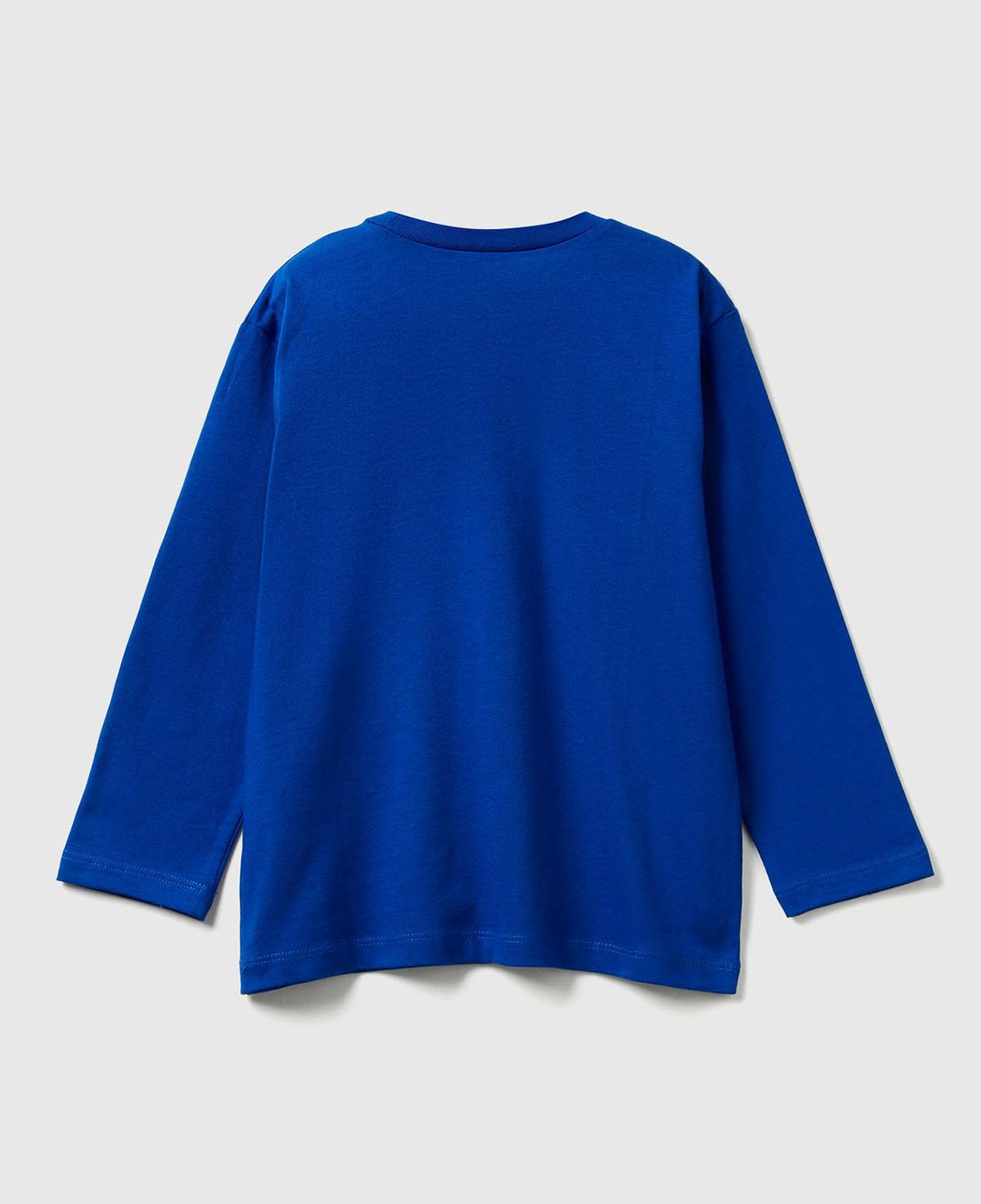 Erkek Çocuk Saks Mavisi Baskılı Relaxed Fit Uzun Kollu T-shirt