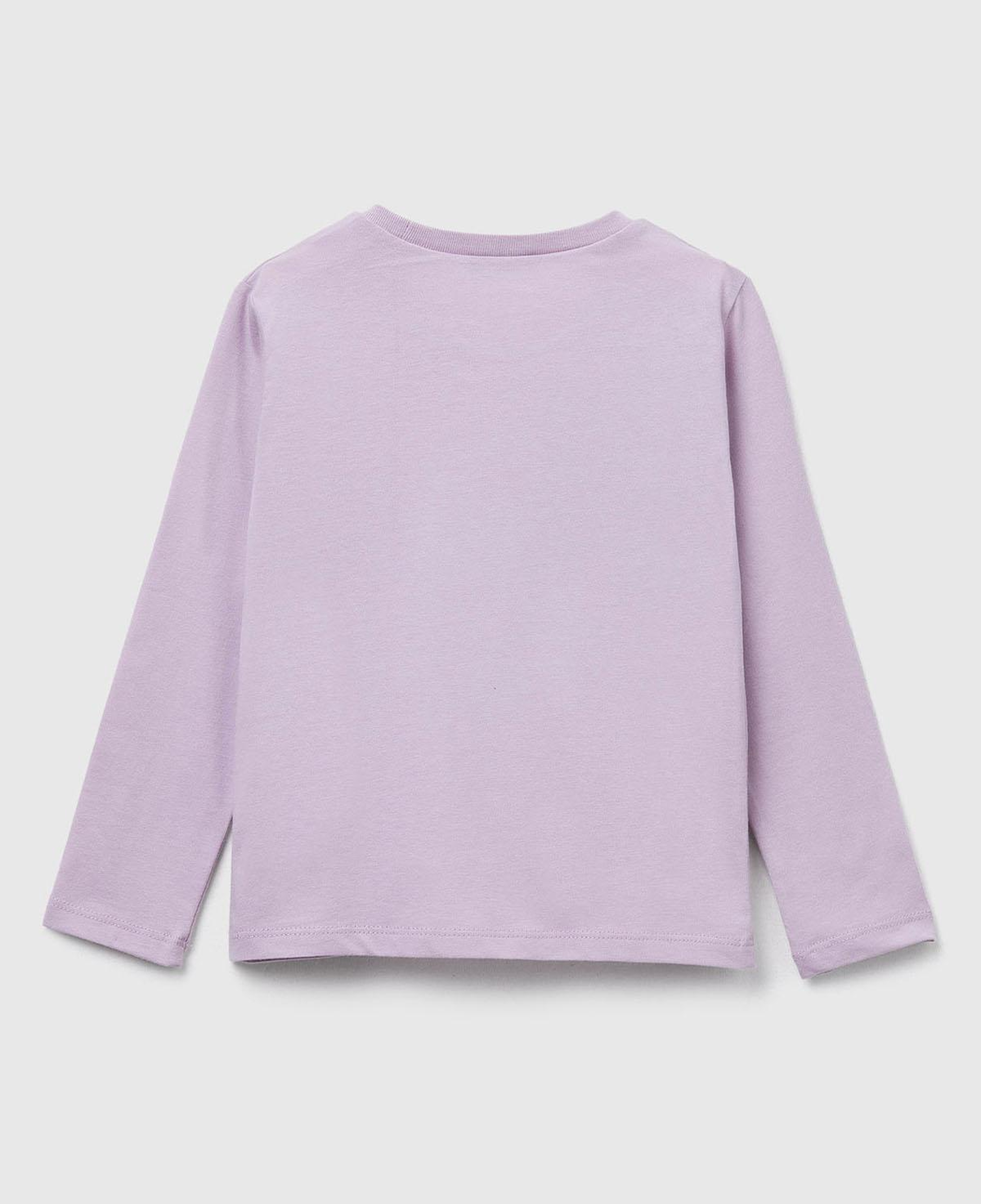 Kız Çocuk Lila Önü Baskılı Ribana Yakalı Regular Fit Sweatshirt