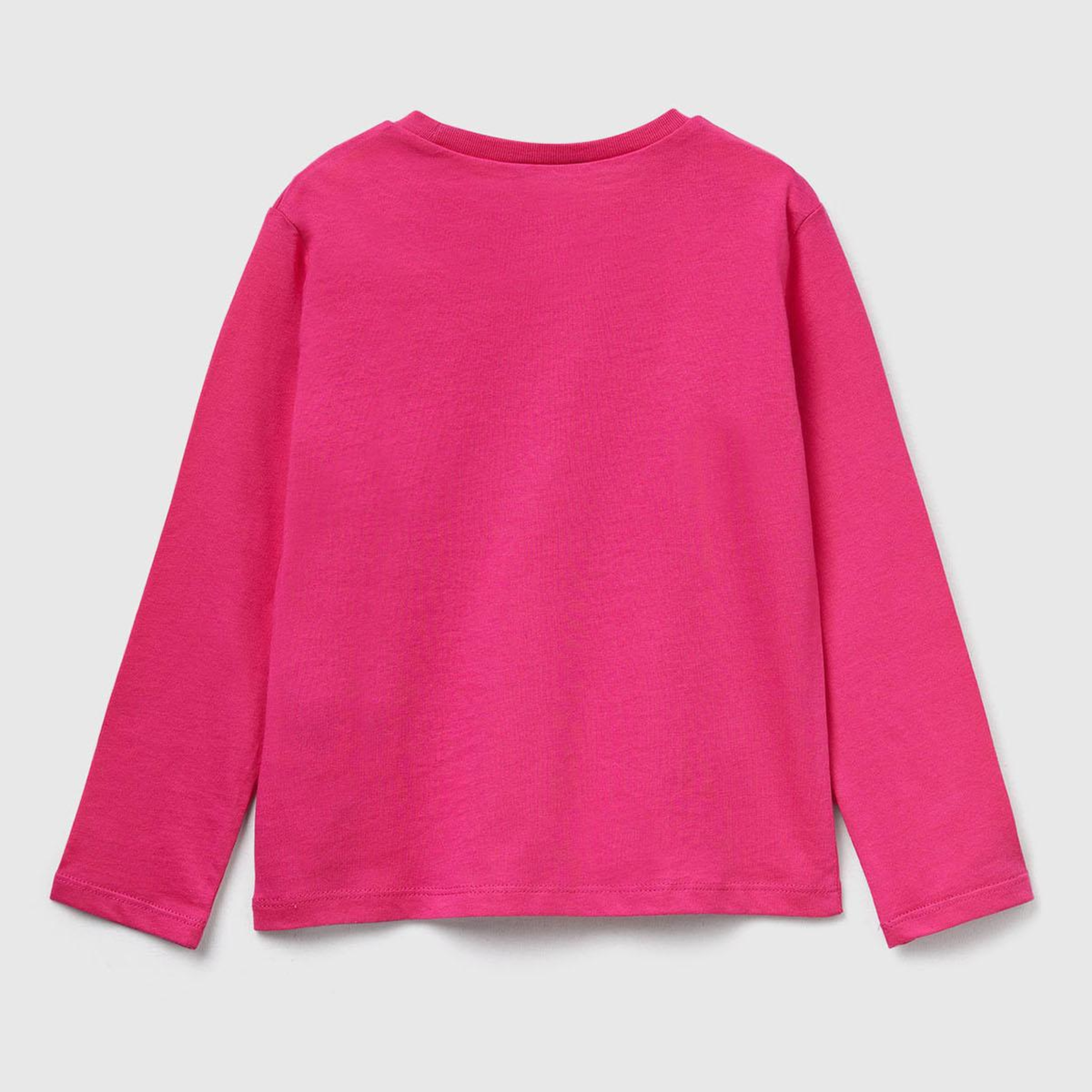 Kız Çocuk Pembe Önü Baskılı Ribana Yakalı Regular Fit Sweatshirt