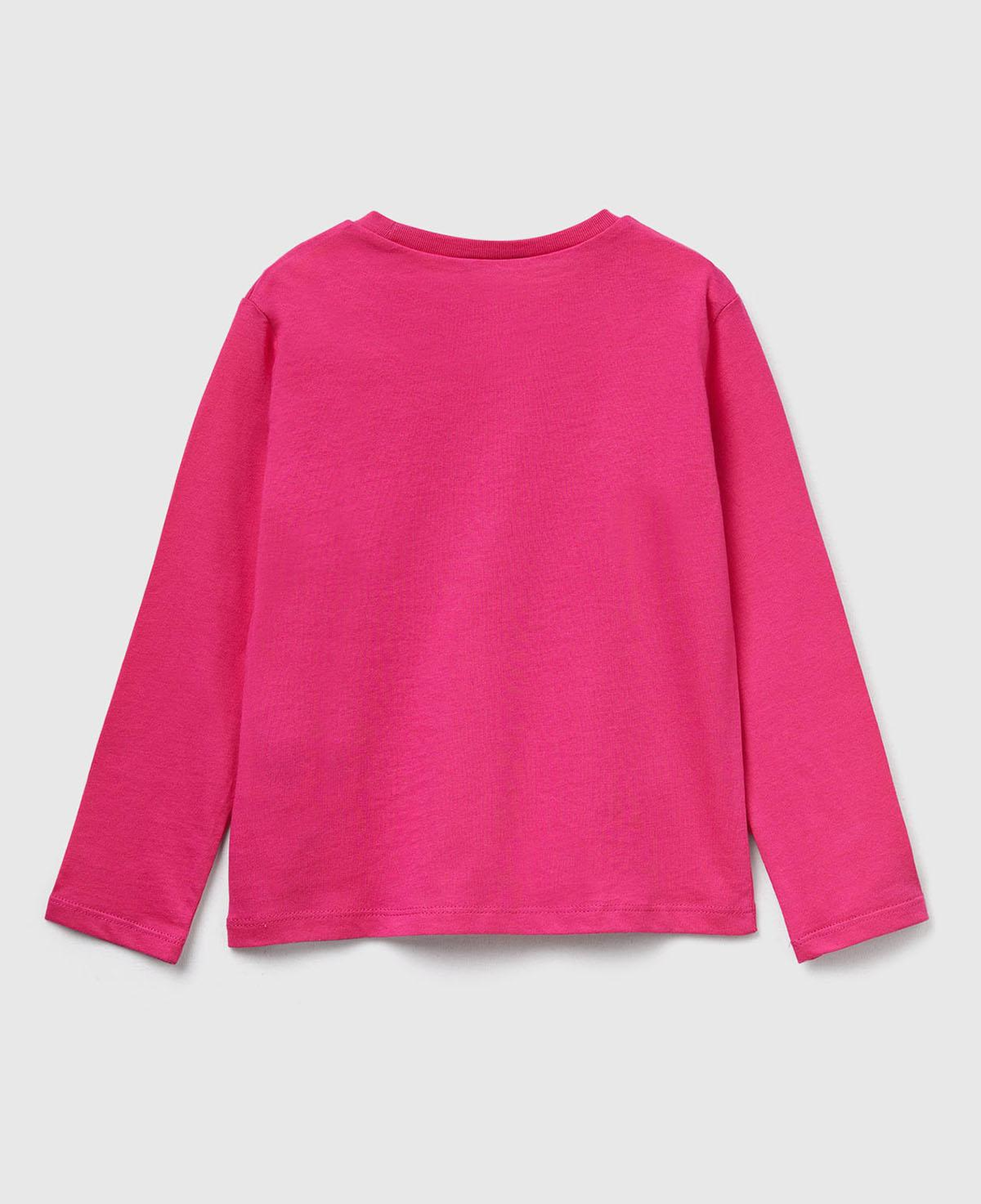 Kız Çocuk Pembe Önü Baskılı Ribana Yakalı Regular Fit Sweatshirt