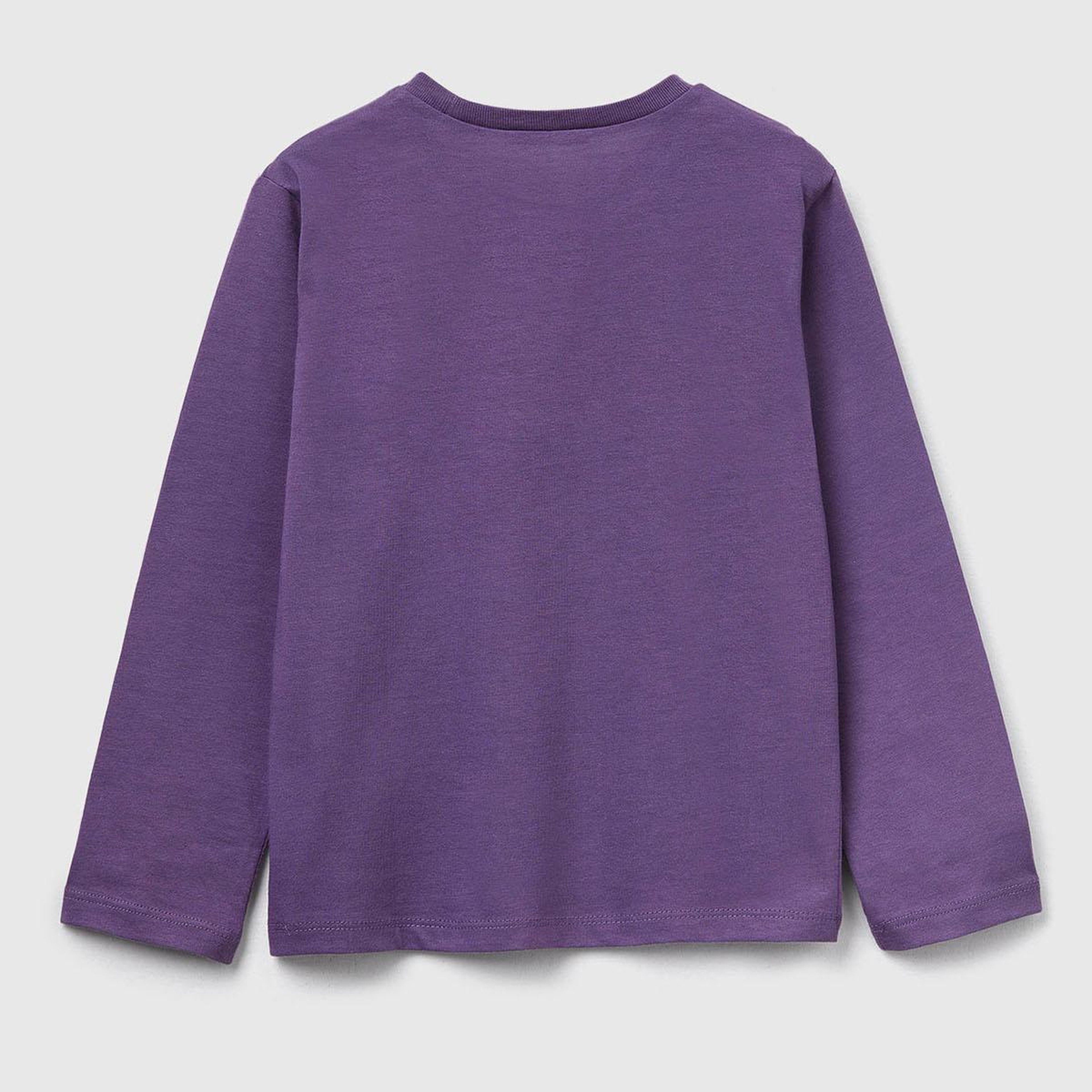 Kız Çocuk Mor Önü Baskılı Ribana Yakalı Regular Fit Sweatshirt