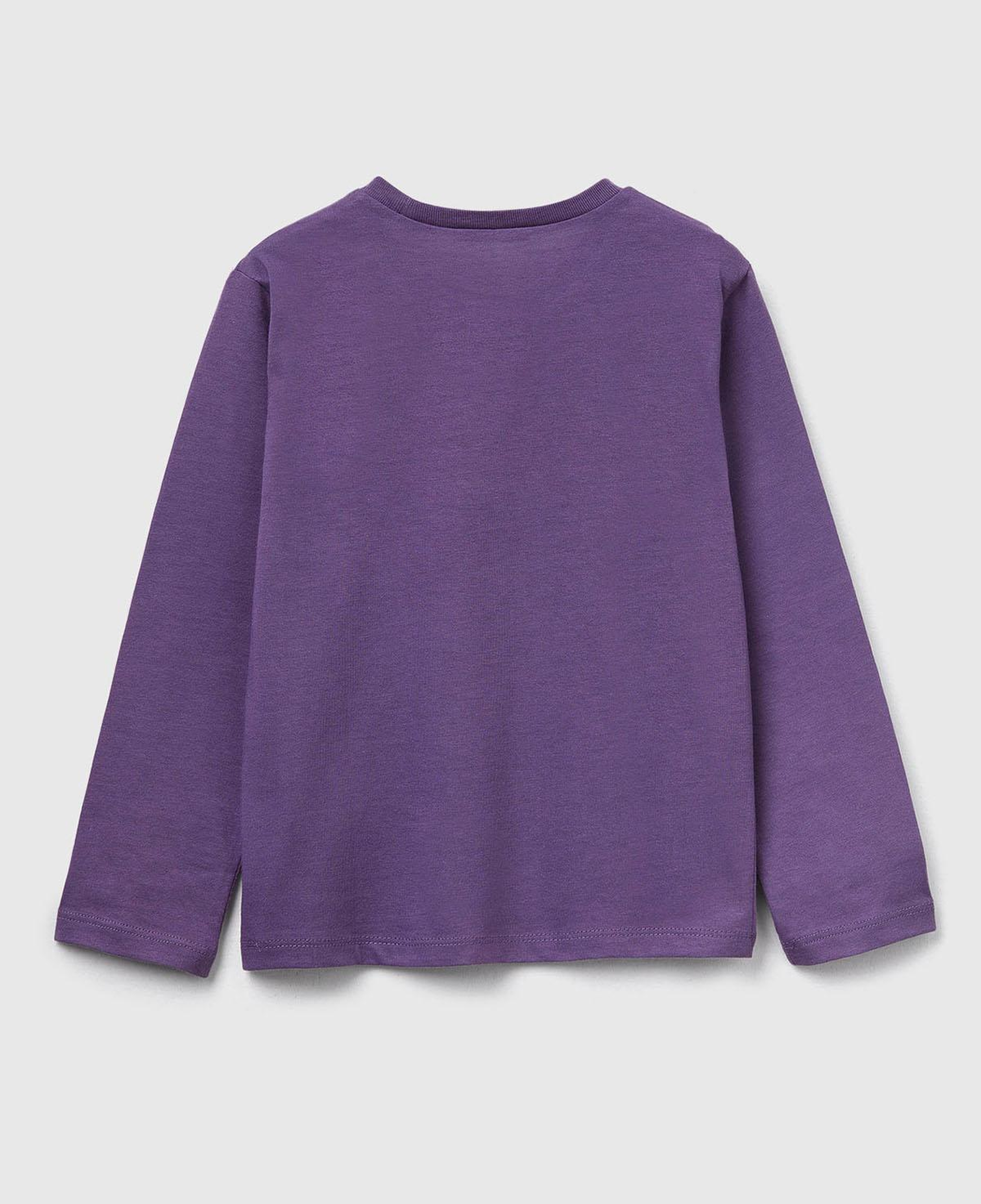 Kız Çocuk Mor Önü Baskılı Ribana Yakalı Regular Fit Sweatshirt