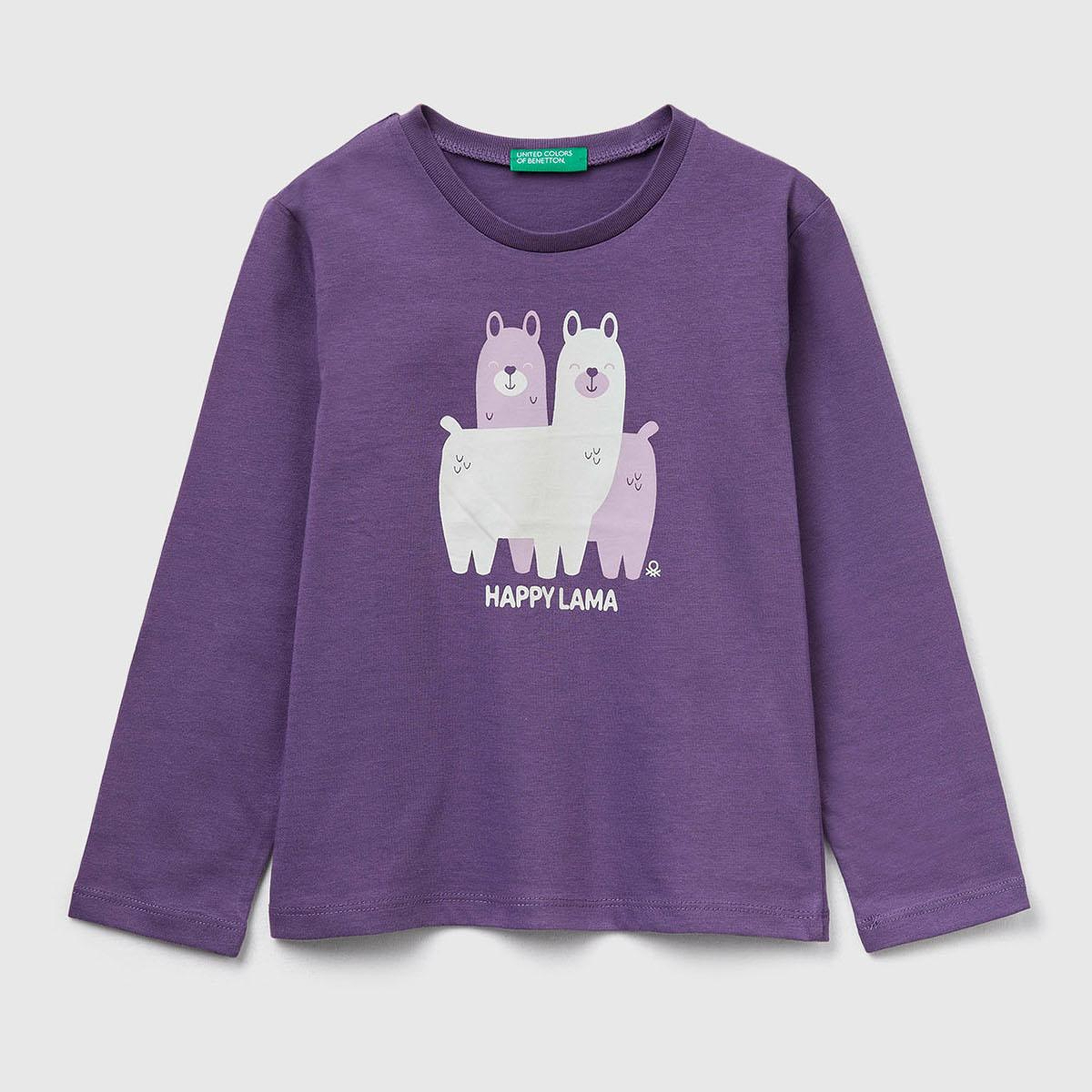 Kız Çocuk Mor Önü Baskılı Ribana Yakalı Regular Fit Sweatshirt
