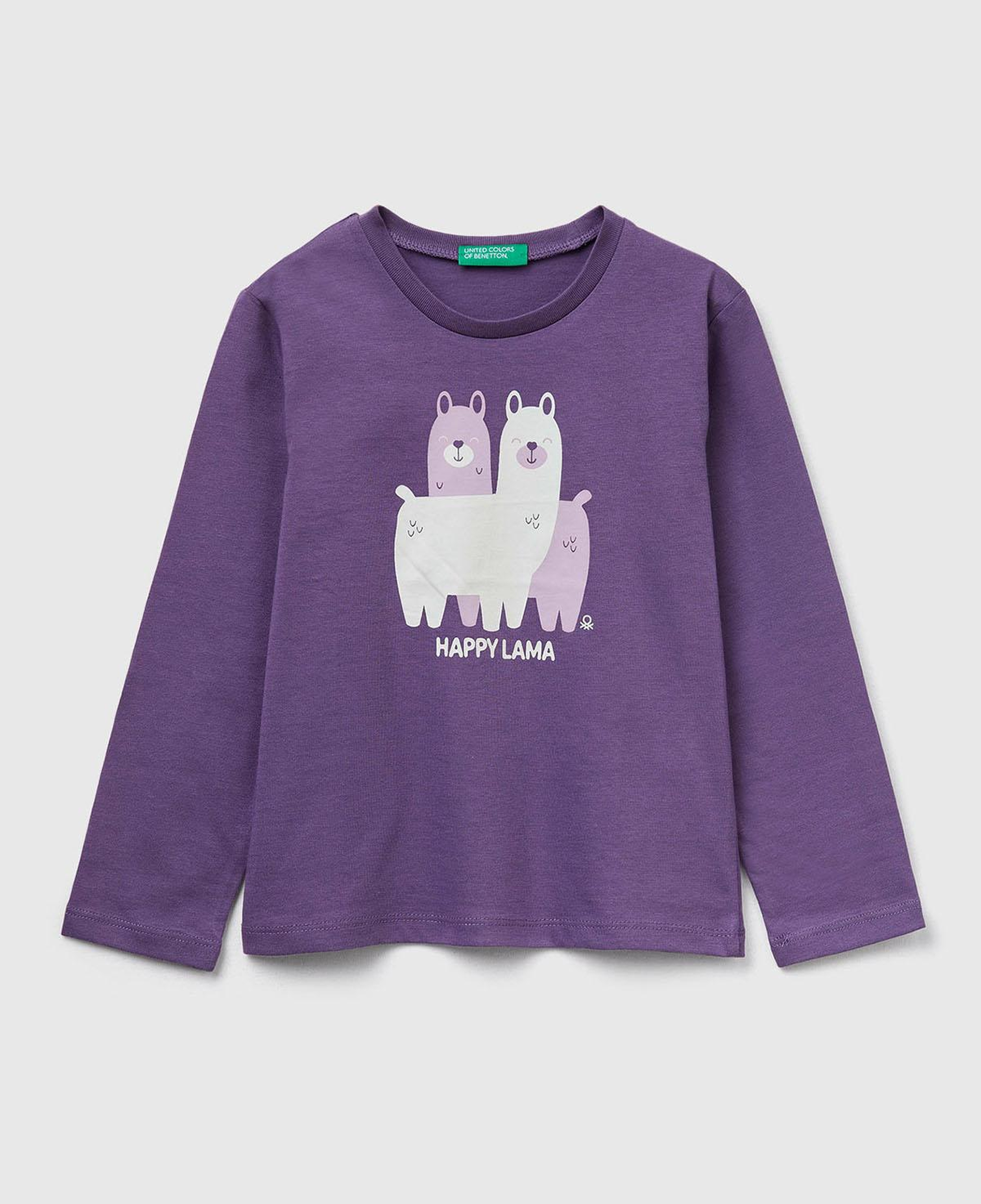 Kız Çocuk Mor Önü Baskılı Ribana Yakalı Regular Fit Sweatshirt