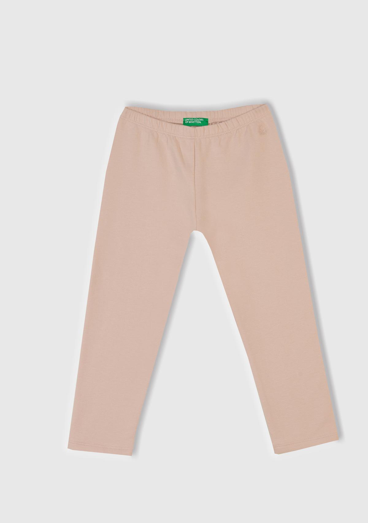 Kız Çocuk Toz Pembe Beli Logo İşlemeli Regular Fit Tayt