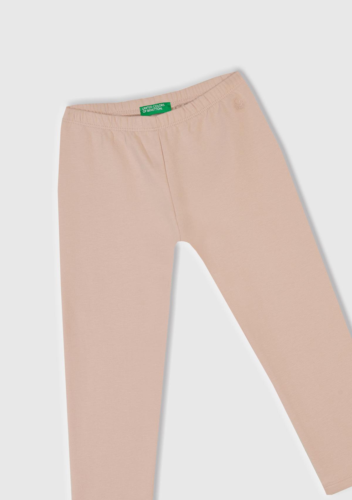 Kız Çocuk Toz Pembe Beli Logo İşlemeli Regular Fit Tayt