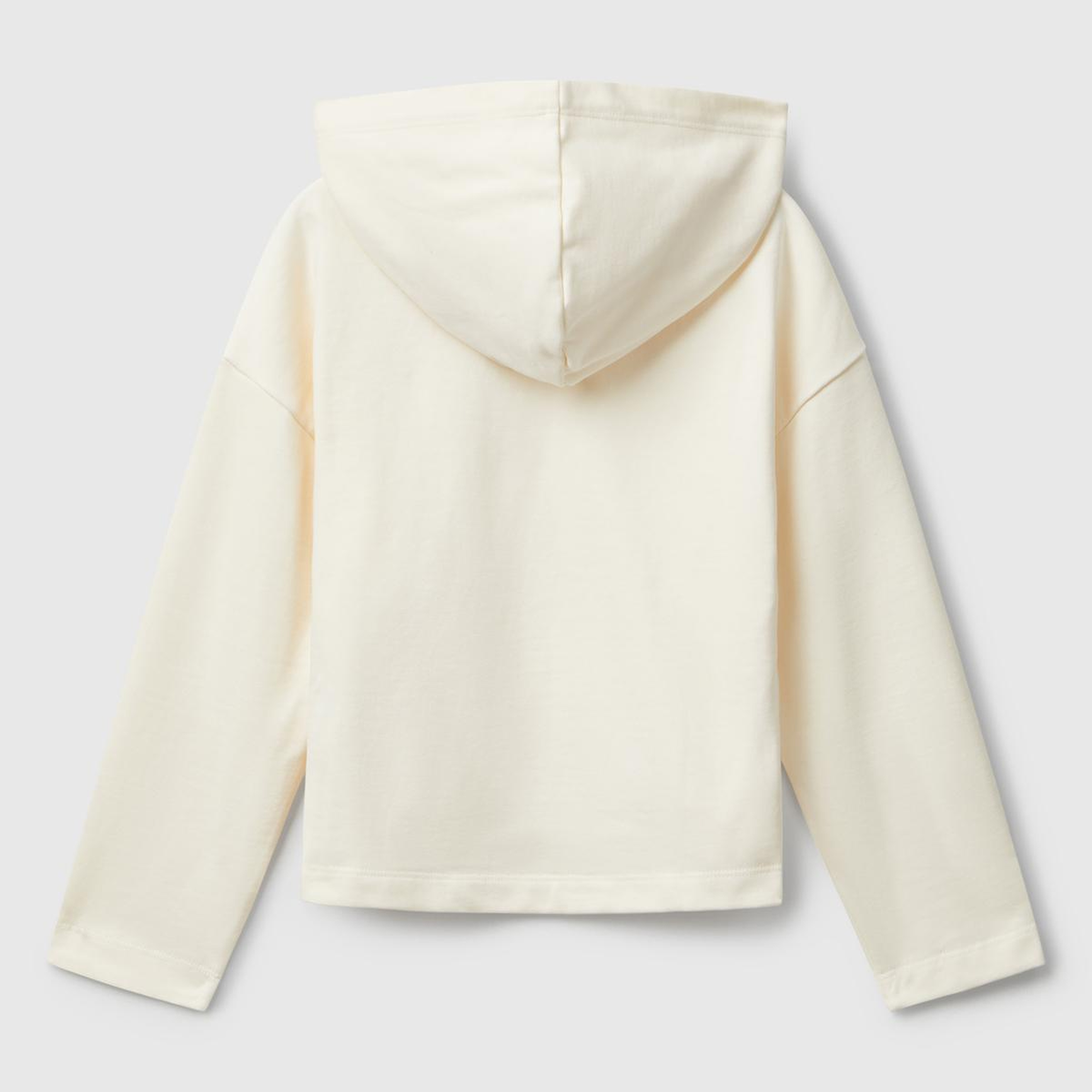 Kız Çocuk Ekru Önü Yazı Baskılı Arkası Uzun Kapüşonlu Sweatshirt