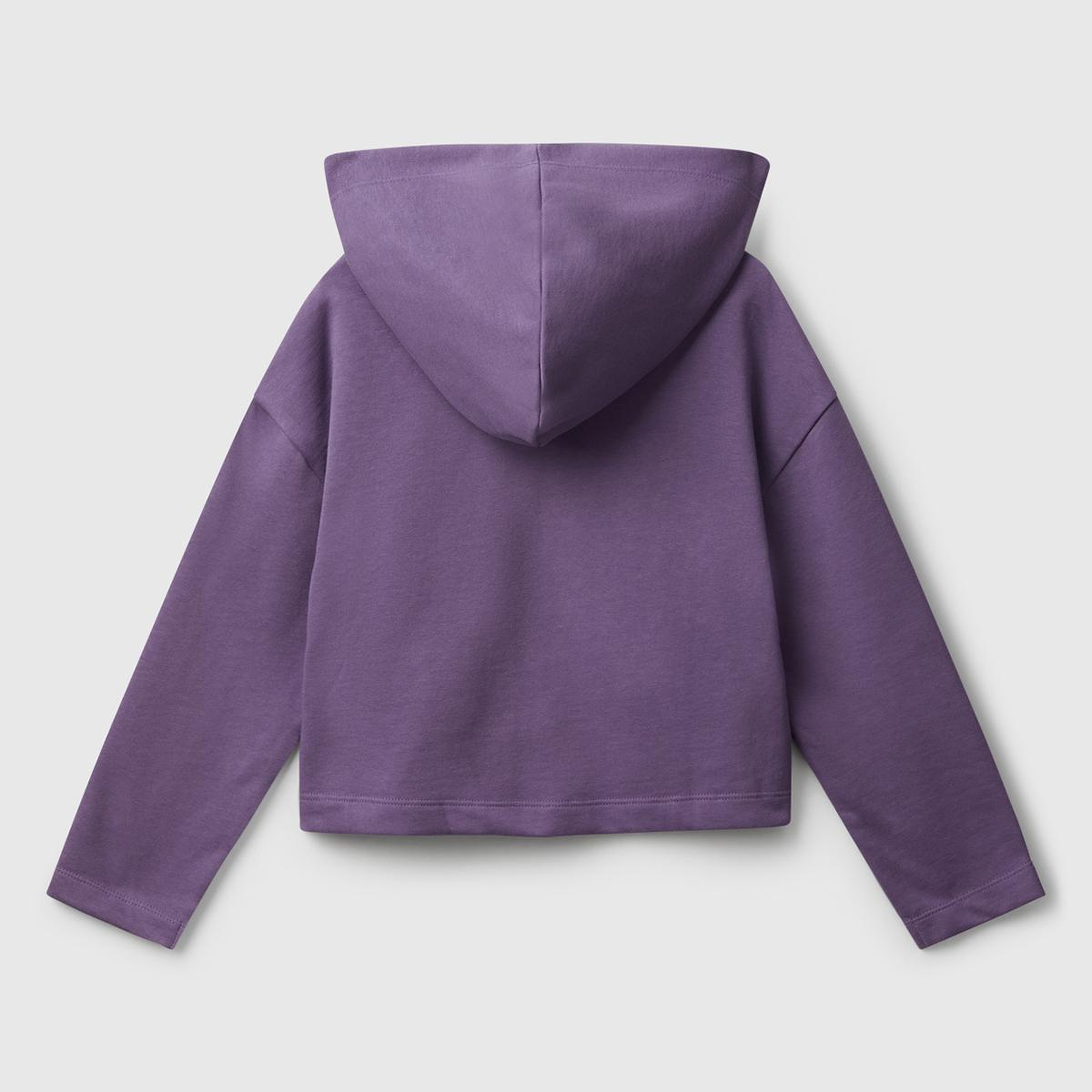 Kız Çocuk Mor Kolu Etiket Detaylı Cepli Fermuarlı Kapüşonlu Sweatshirt