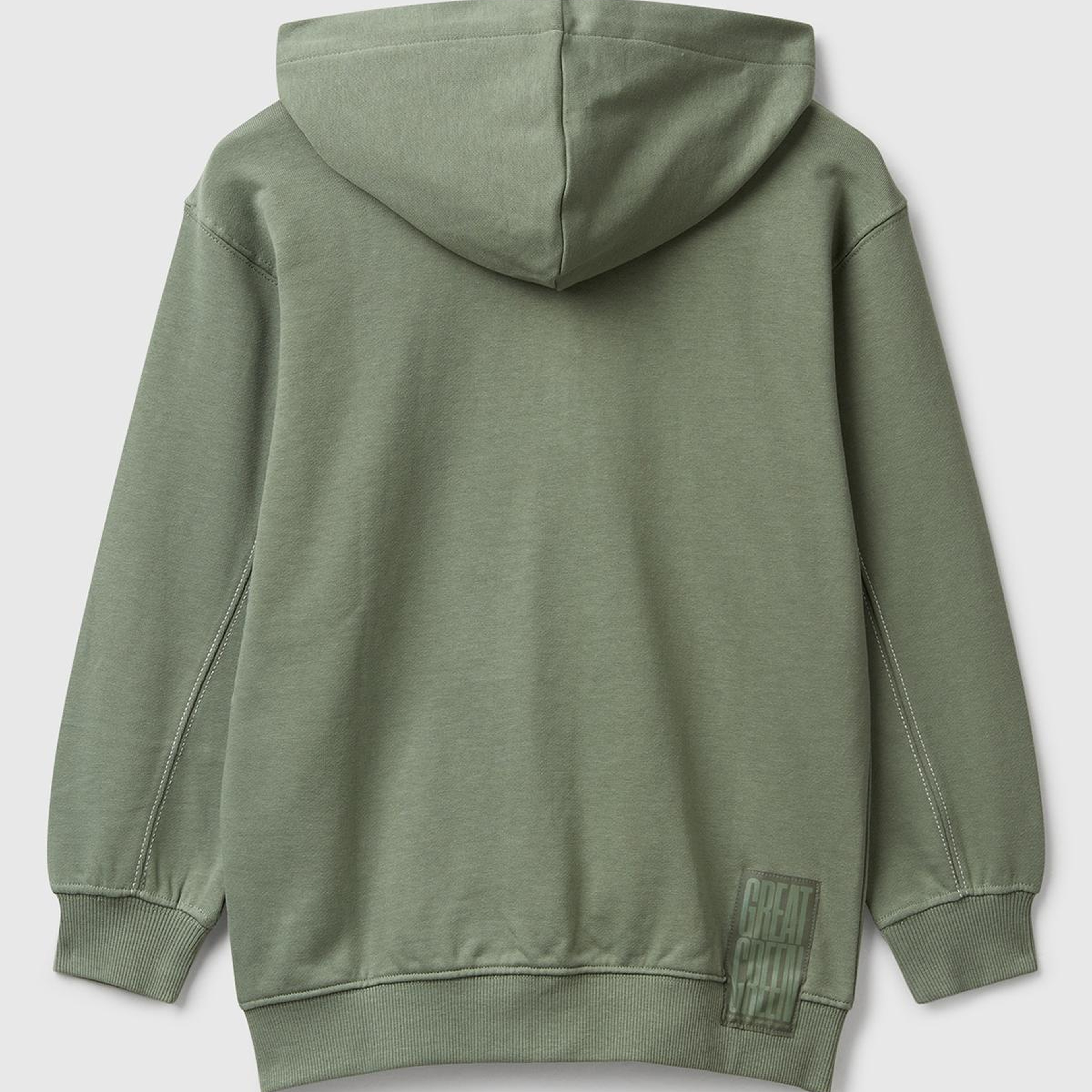 Erkek Çocuk Haki Logolu Etiket Detaylı Fermuarlı Kapüşonlu Sweatshirt