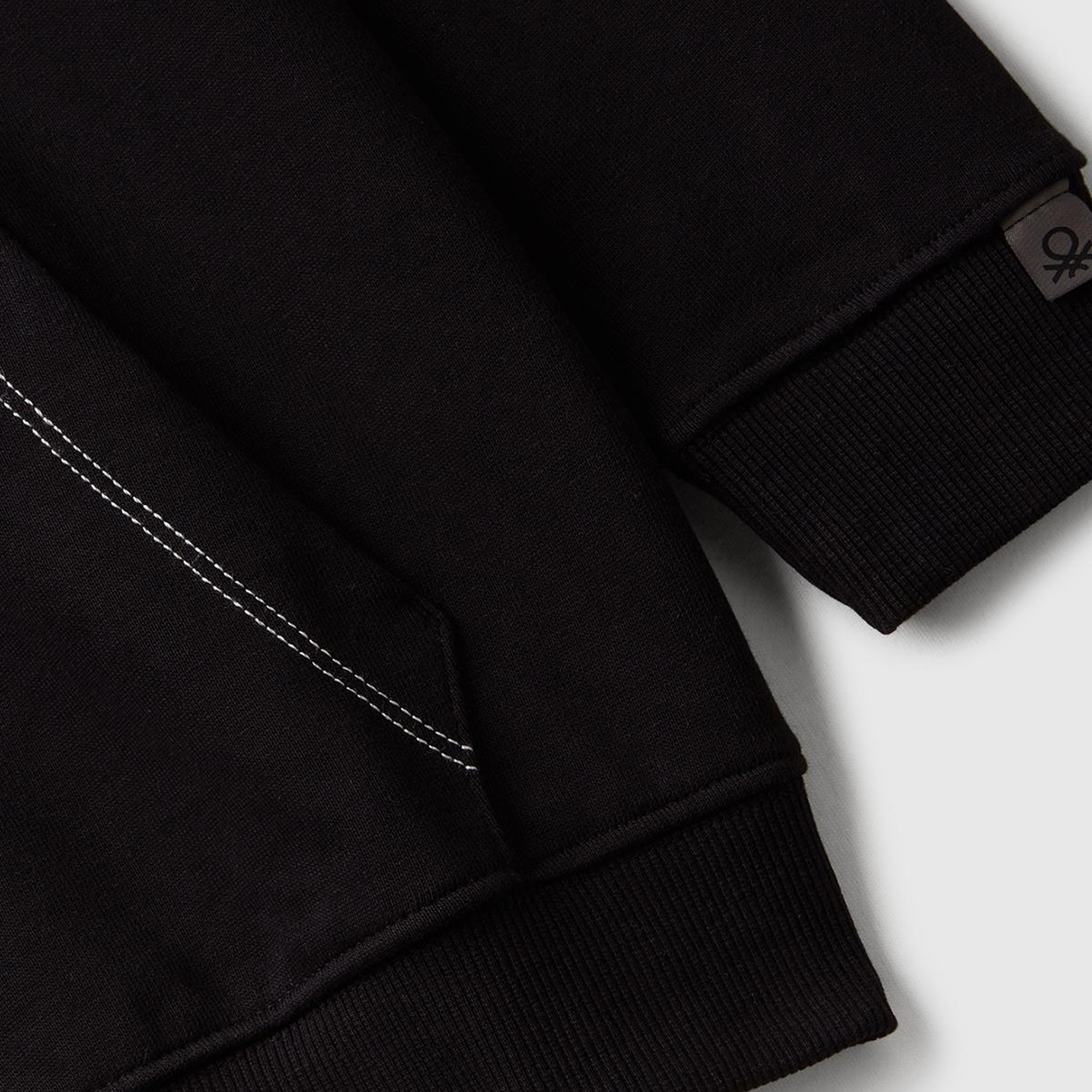 Erkek Çocuk Siyah Logolu Etiket Detaylı Fermuarlı Kapüşonlu Sweatshirt