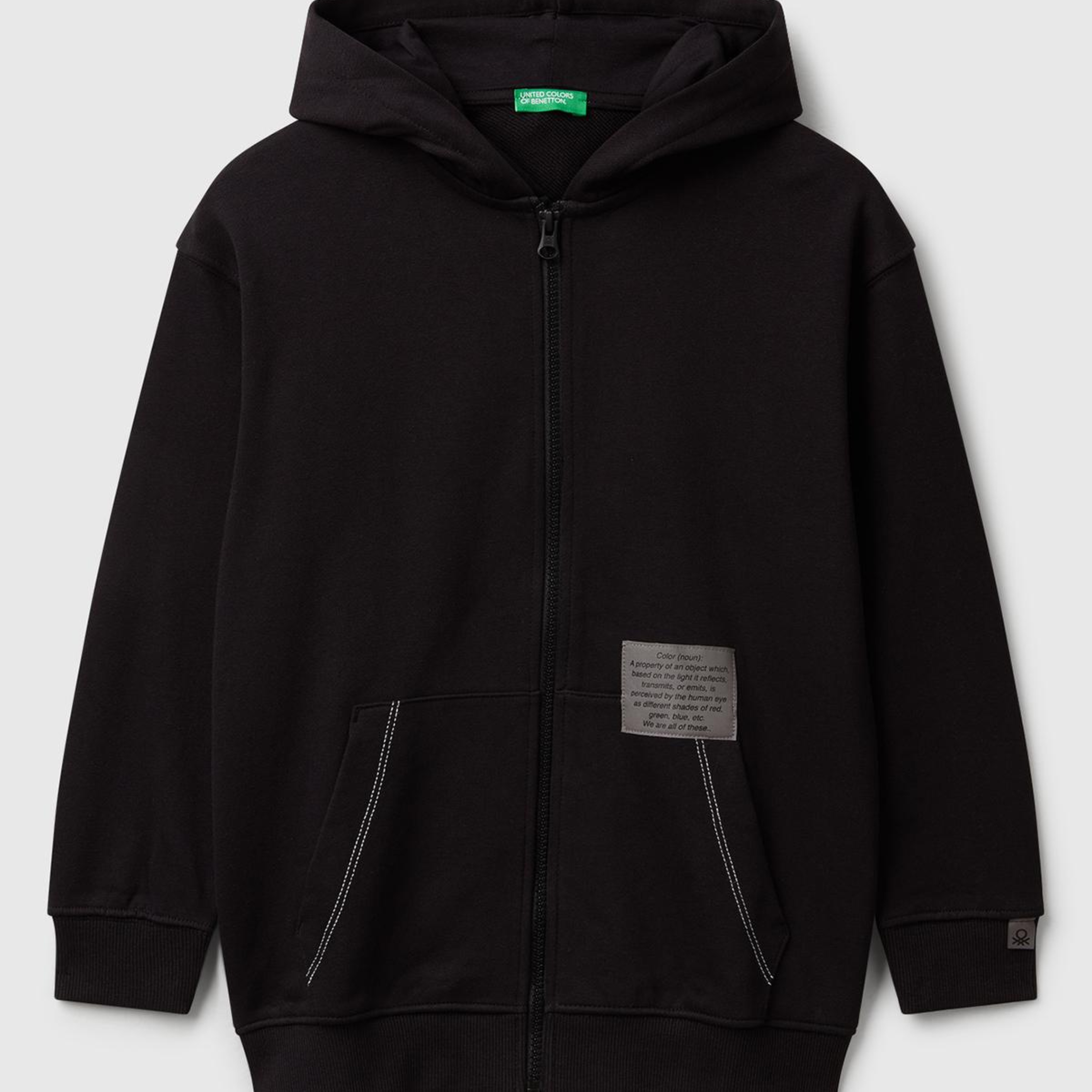 Erkek Çocuk Siyah Logolu Etiket Detaylı Fermuarlı Kapüşonlu Sweatshirt