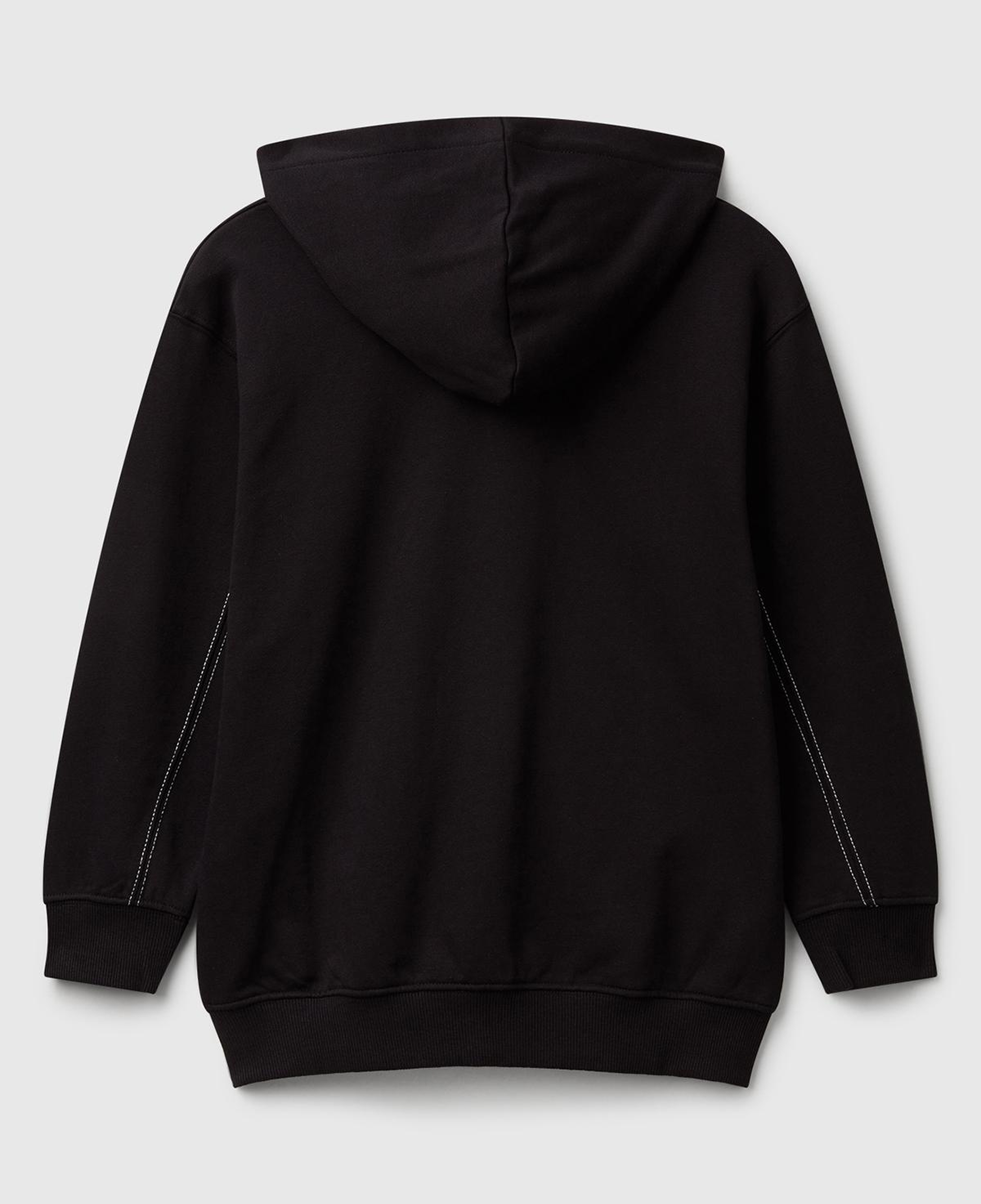 Erkek Çocuk Siyah Logolu Etiket Detaylı Fermuarlı Kapüşonlu Sweatshirt