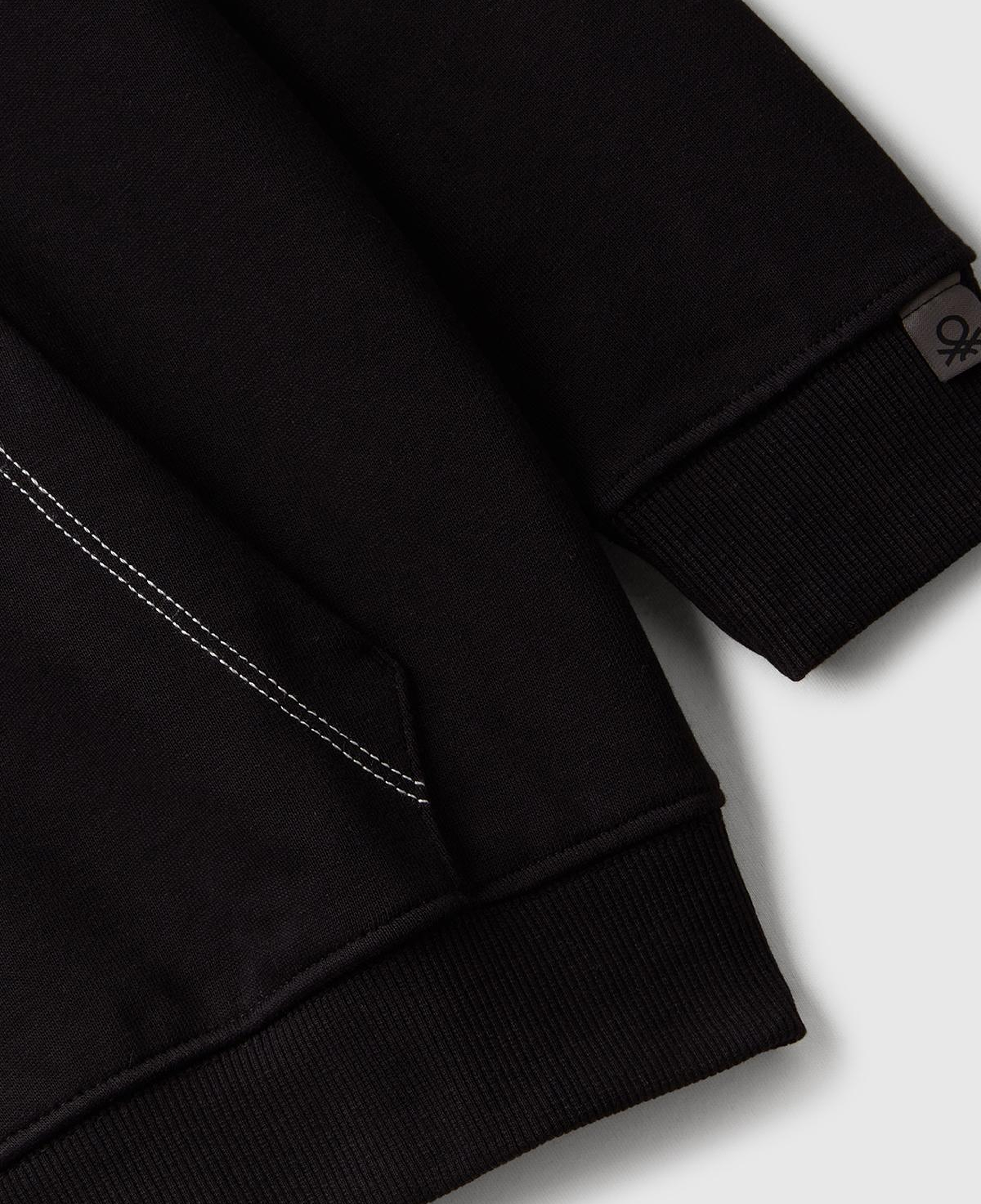 Erkek Çocuk Siyah Logolu Etiket Detaylı Fermuarlı Kapüşonlu Sweatshirt