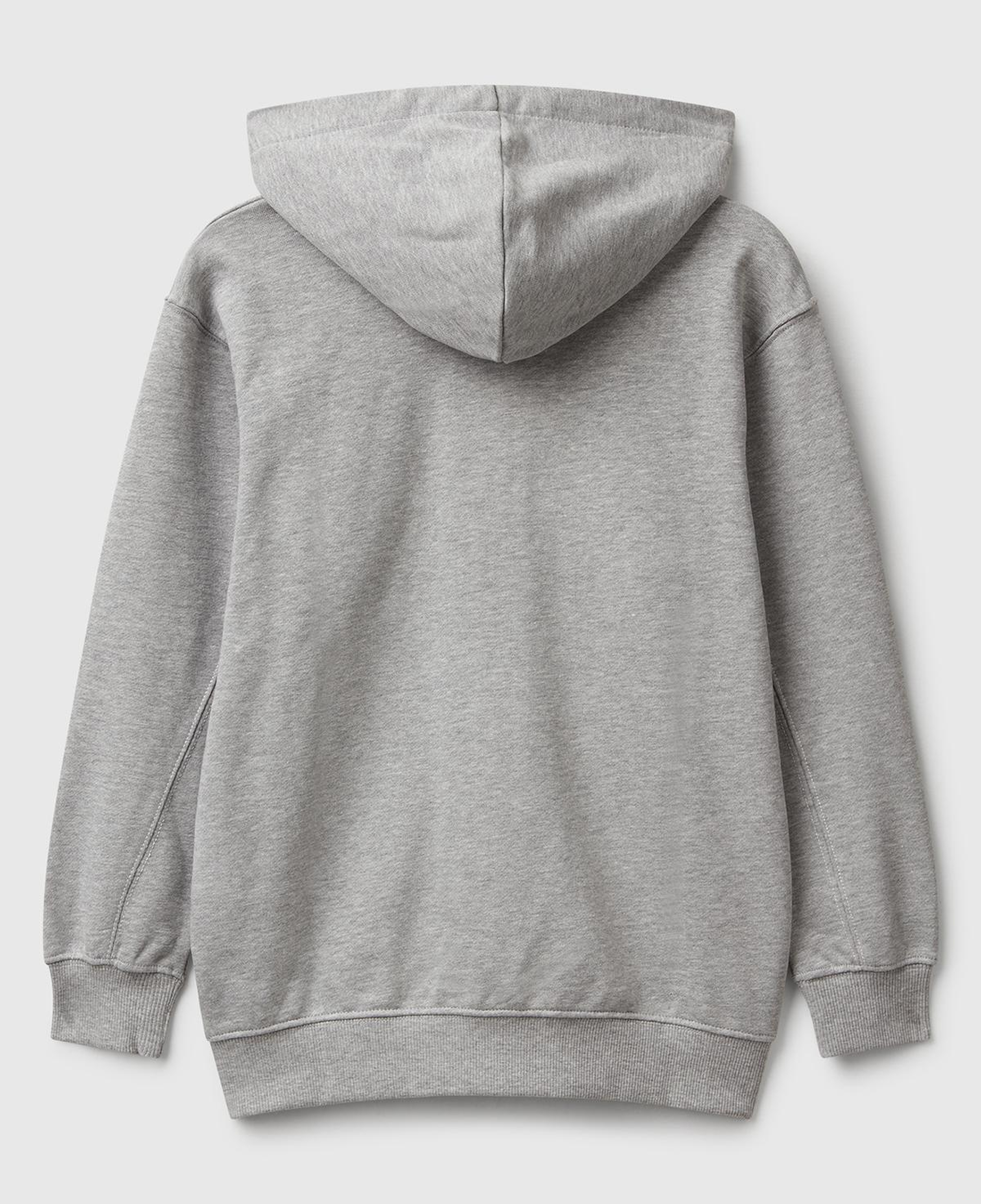 Erkek Çocuk Gri Melanj Logolu Etiket Detaylı Fermuarlı Kapüşonlu Sweatshirt