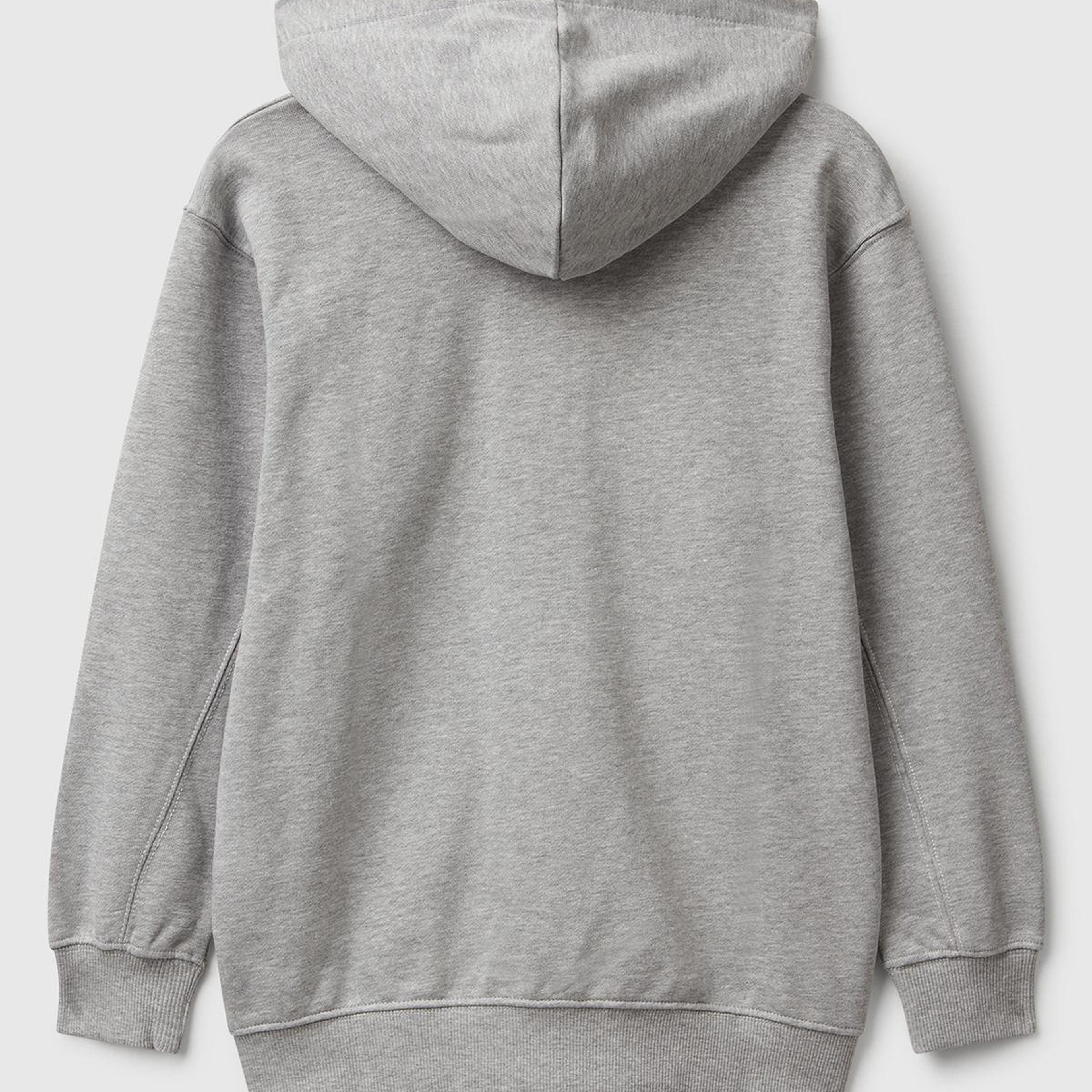Erkek Çocuk Gri Melanj Logolu Etiket Detaylı Fermuarlı Kapüşonlu Sweatshirt