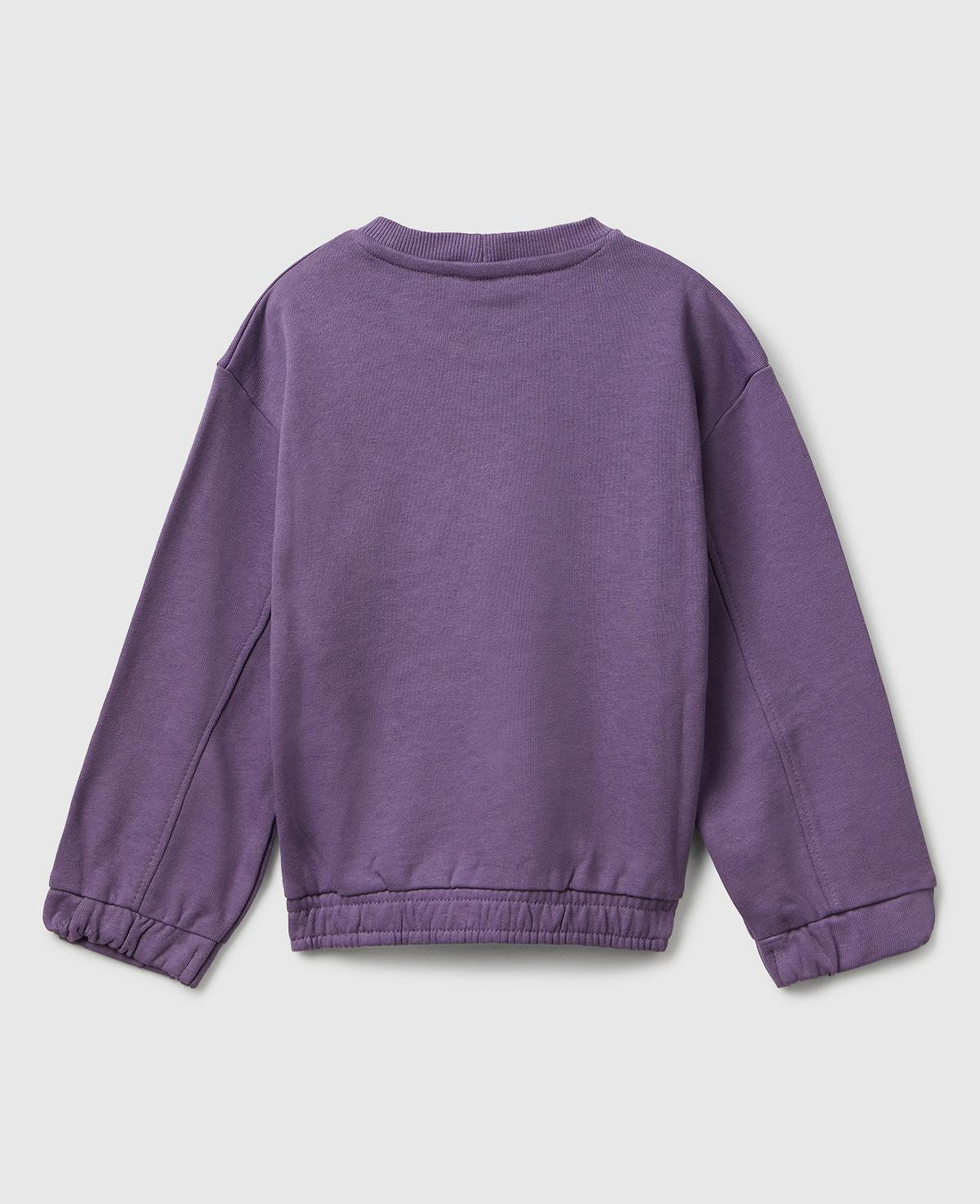 Kız Çocuk Mor Dikiş Detaylı Kalpli Yama Cepli Regular Fit Sweatshirt
