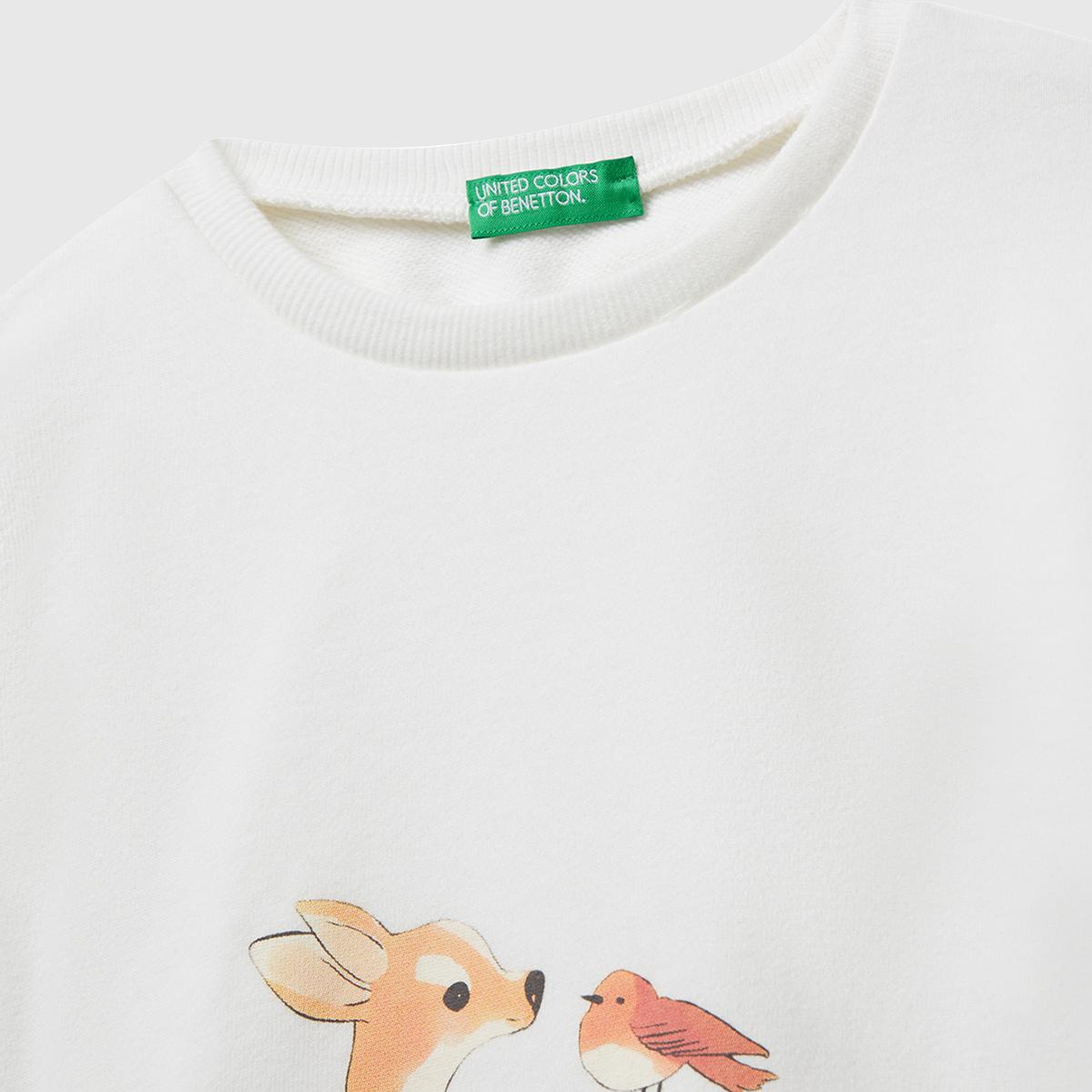 Kız Çocuk Ekru Önü Grafik Baskılı Ribanalı Oversize Sweatshirt