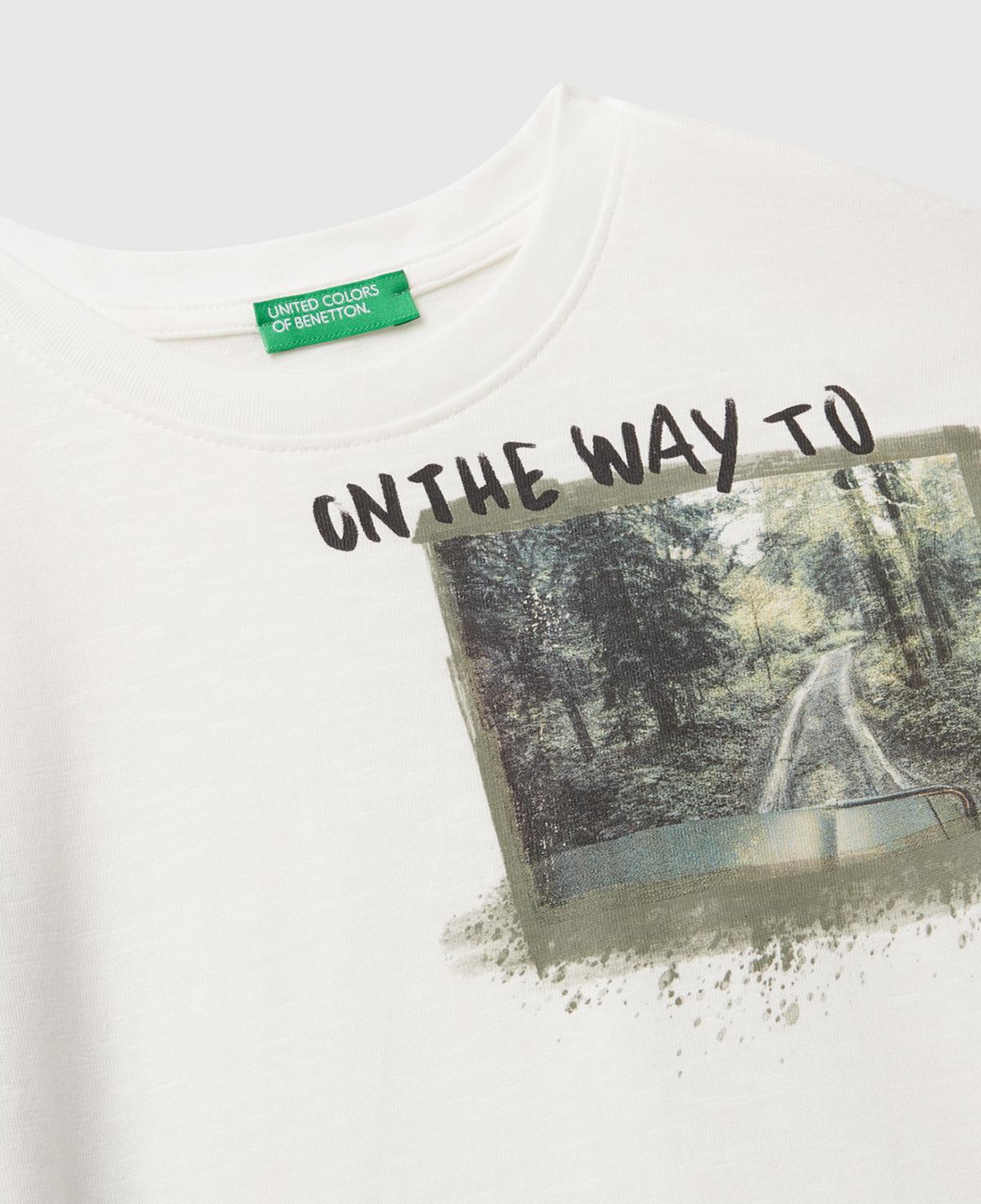 Erkek Çocuk Ekru Önü ve Arkası Baskılı Bisiklet Yaka Uzun Kollu T-shirt