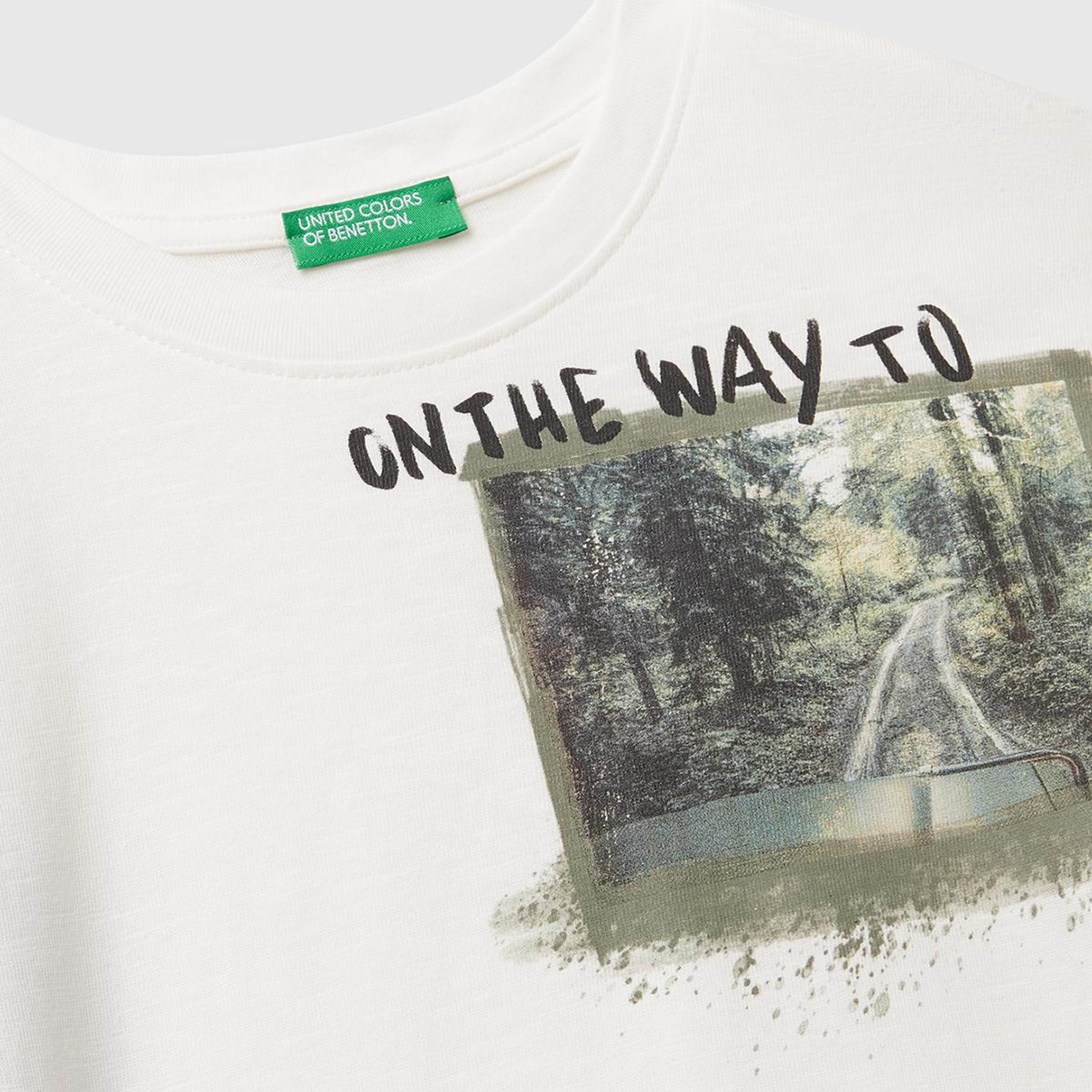 Erkek Çocuk Ekru Önü ve Arkası Baskılı Bisiklet Yaka Uzun Kollu T-shirt